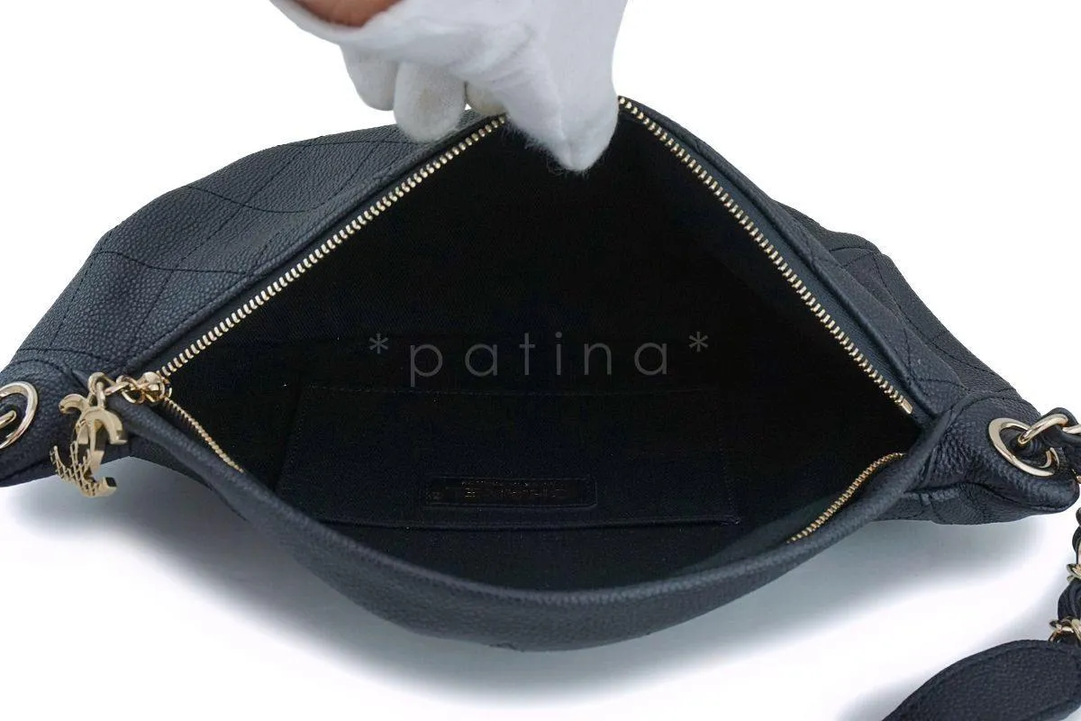 17P Chanel Black Soft Caviar Fanny Pack Belt Bag GHW