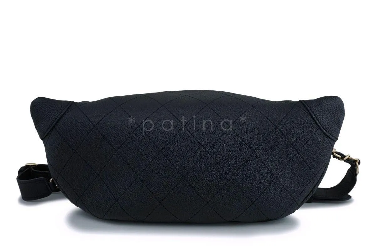 17P Chanel Black Soft Caviar Fanny Pack Belt Bag GHW
