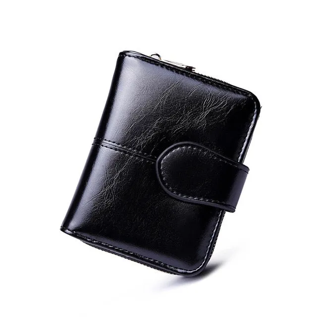 2020 New Women Oil Wax Leather Wallet Female Purses Big Capacity Hasp Zipper Purse Ladies Long Wristlet Clutch Coin Card Holders