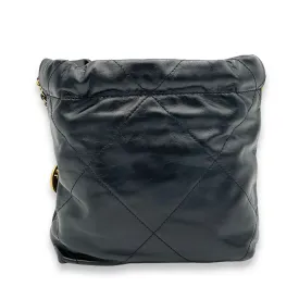 22 Mini Black Shoulder Bag in Calfskin, Gold hardware