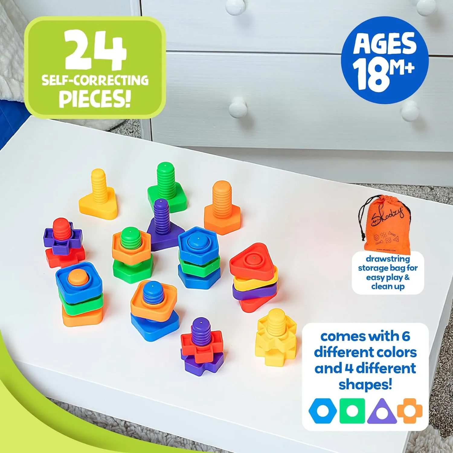 24 pc Jumbo Nuts and Bolts Set
