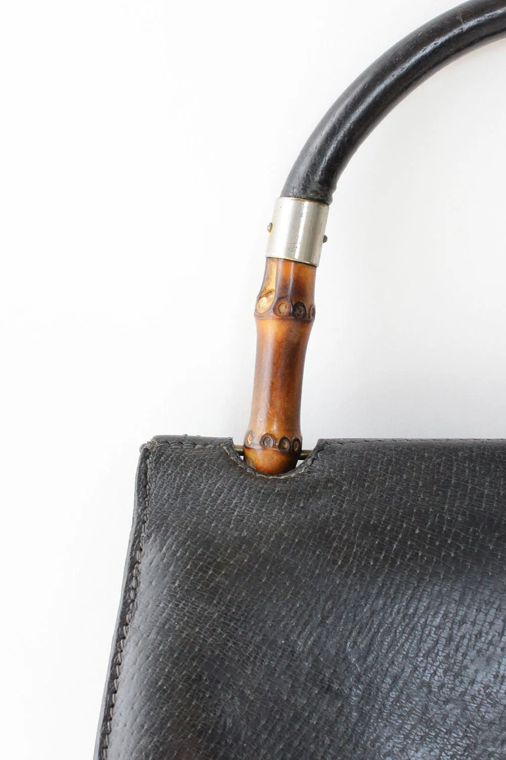 60s Gucci Navy Bamboo Satchel
