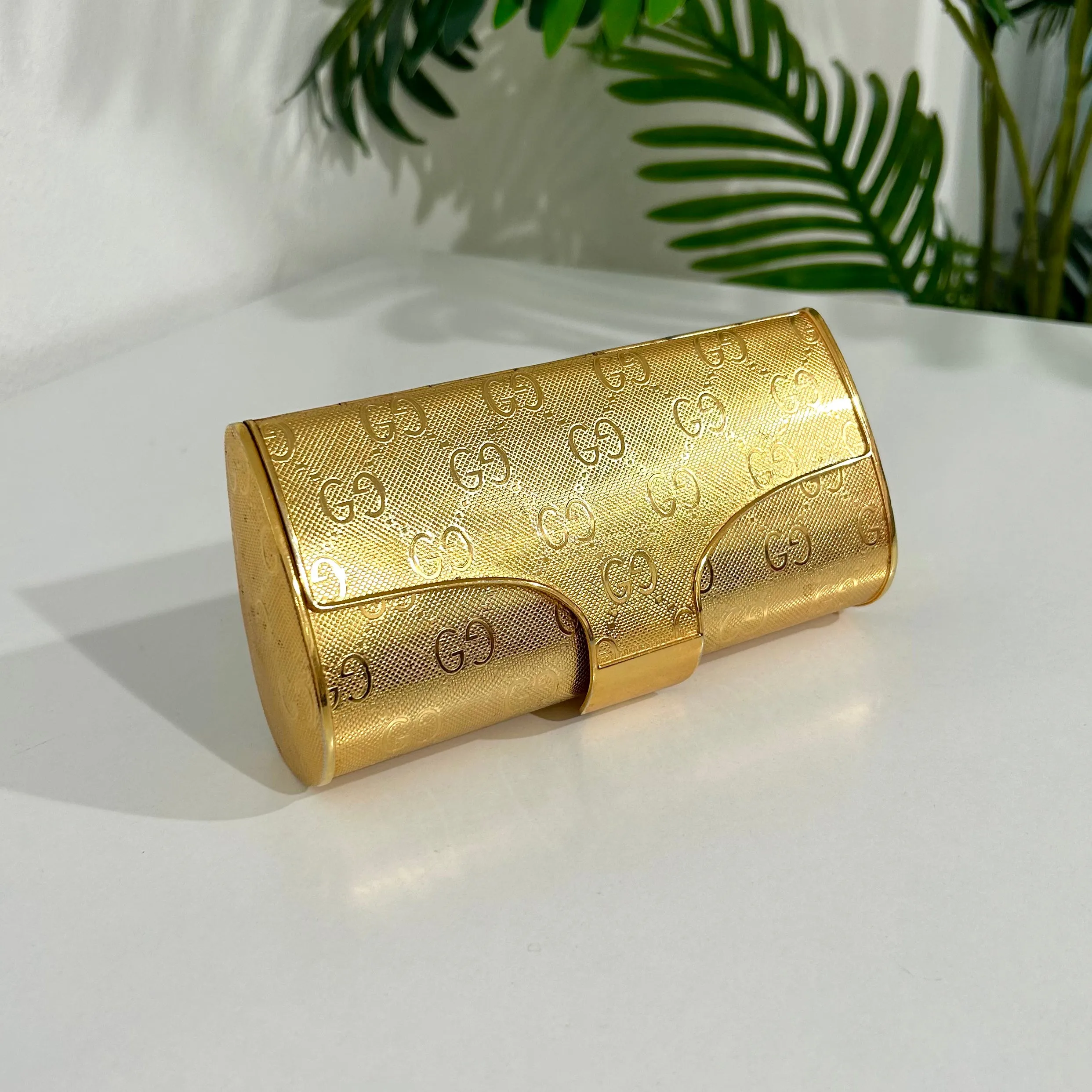 70s Gucci Monogram Gold Clutch