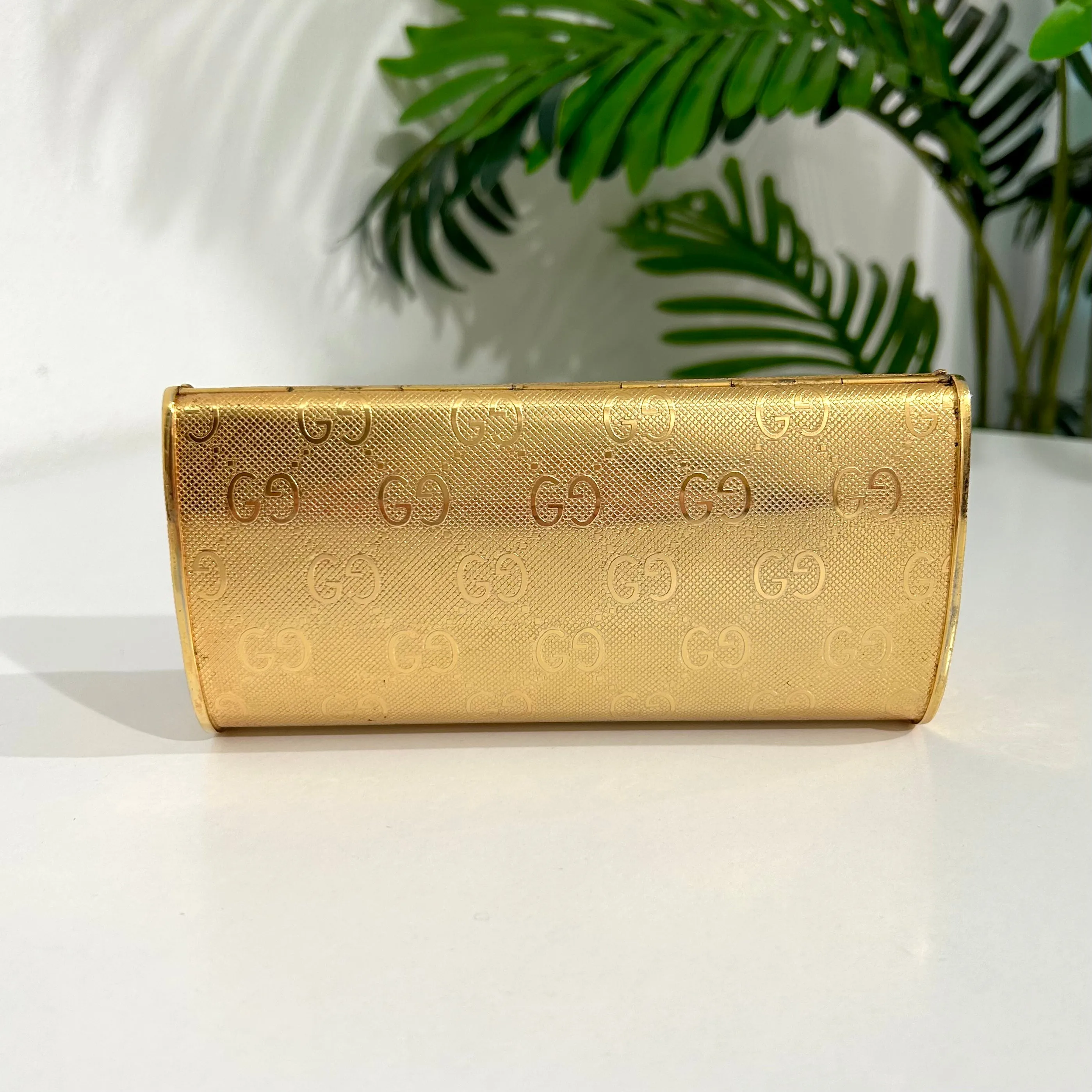70s Gucci Monogram Gold Clutch