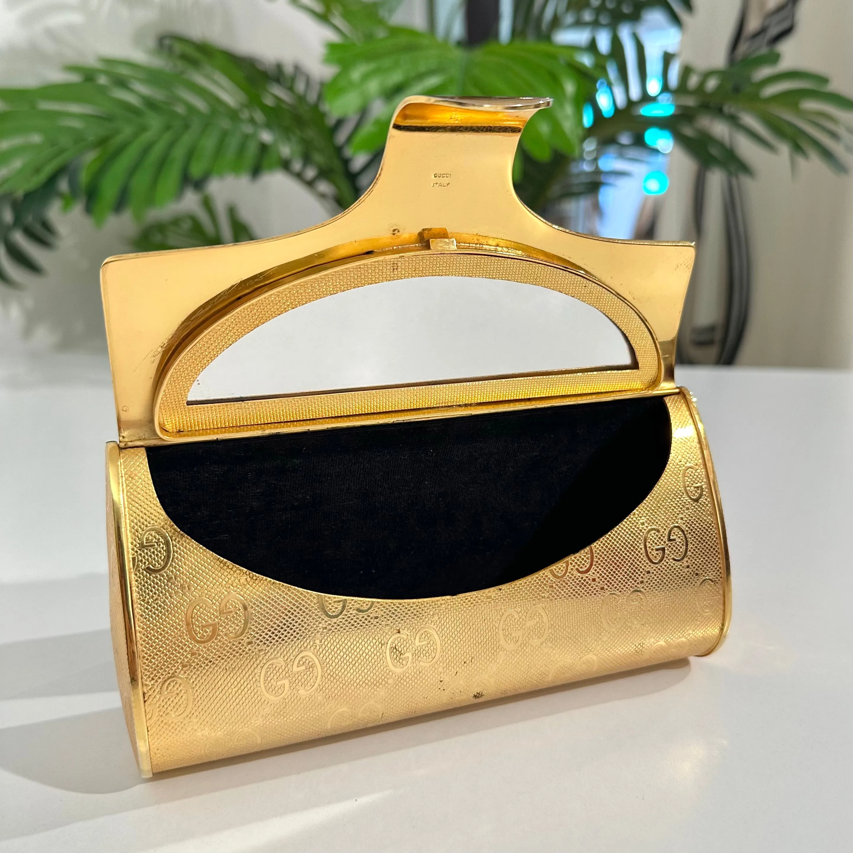 70s Gucci Monogram Gold Clutch