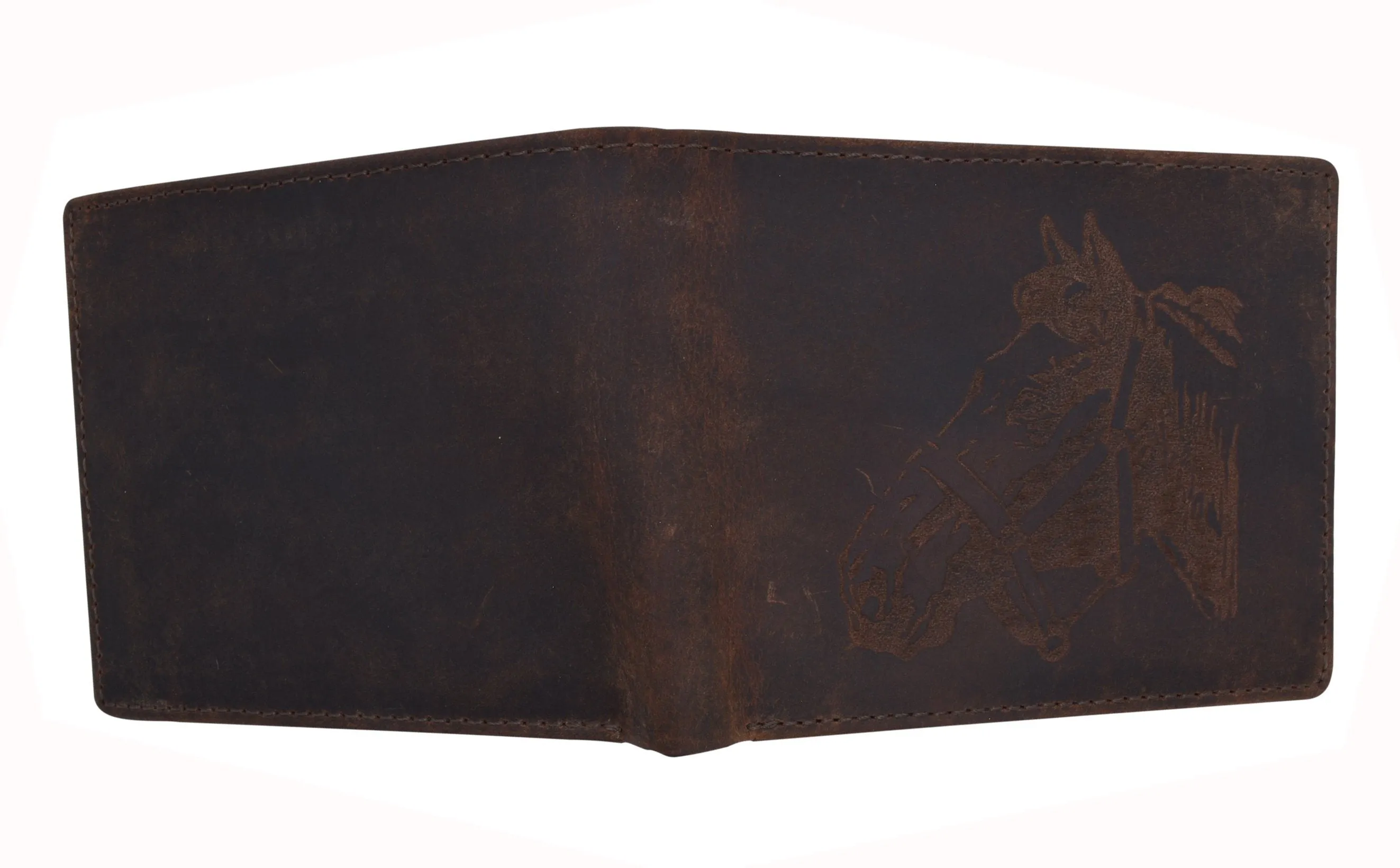 AFONiE RFID Rustic Men Wallet-Horse Design Craft Stamp