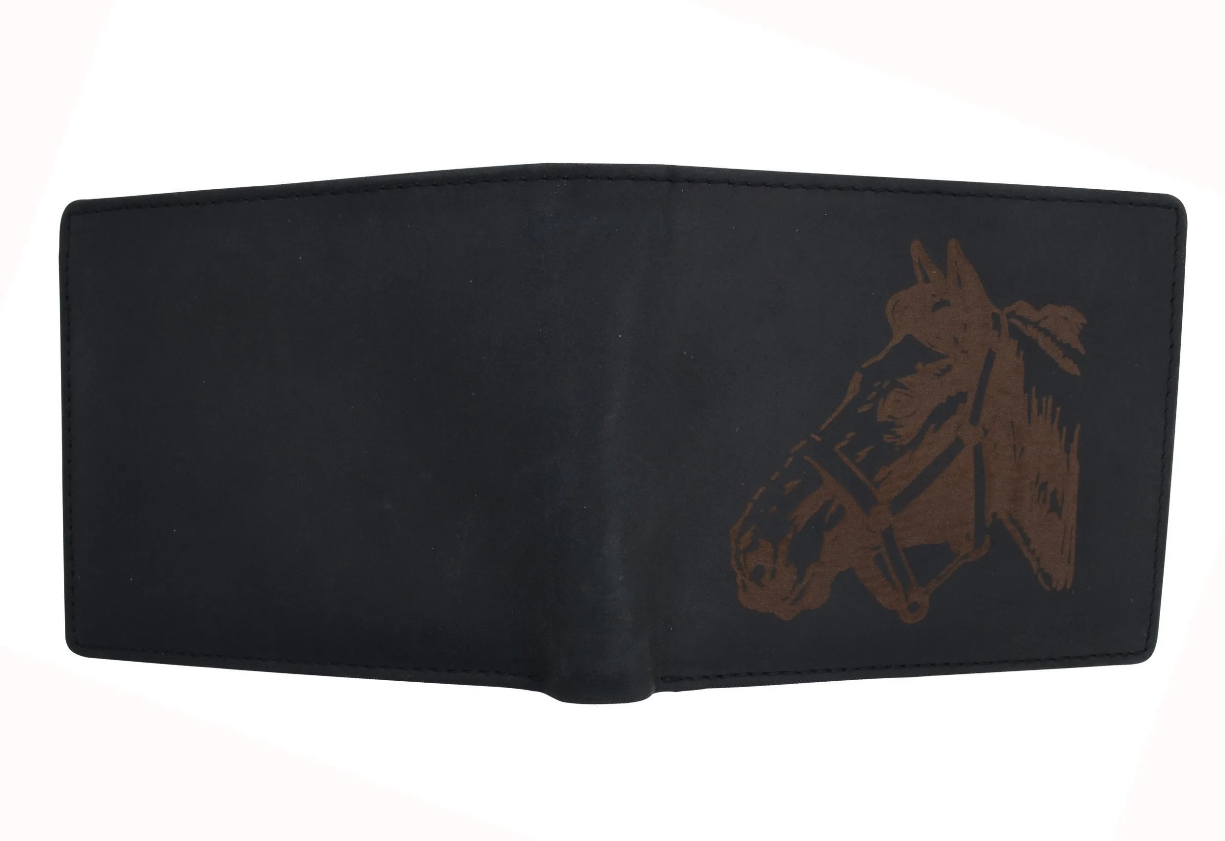 AFONiE RFID Rustic Men Wallet-Horse Design Craft Stamp