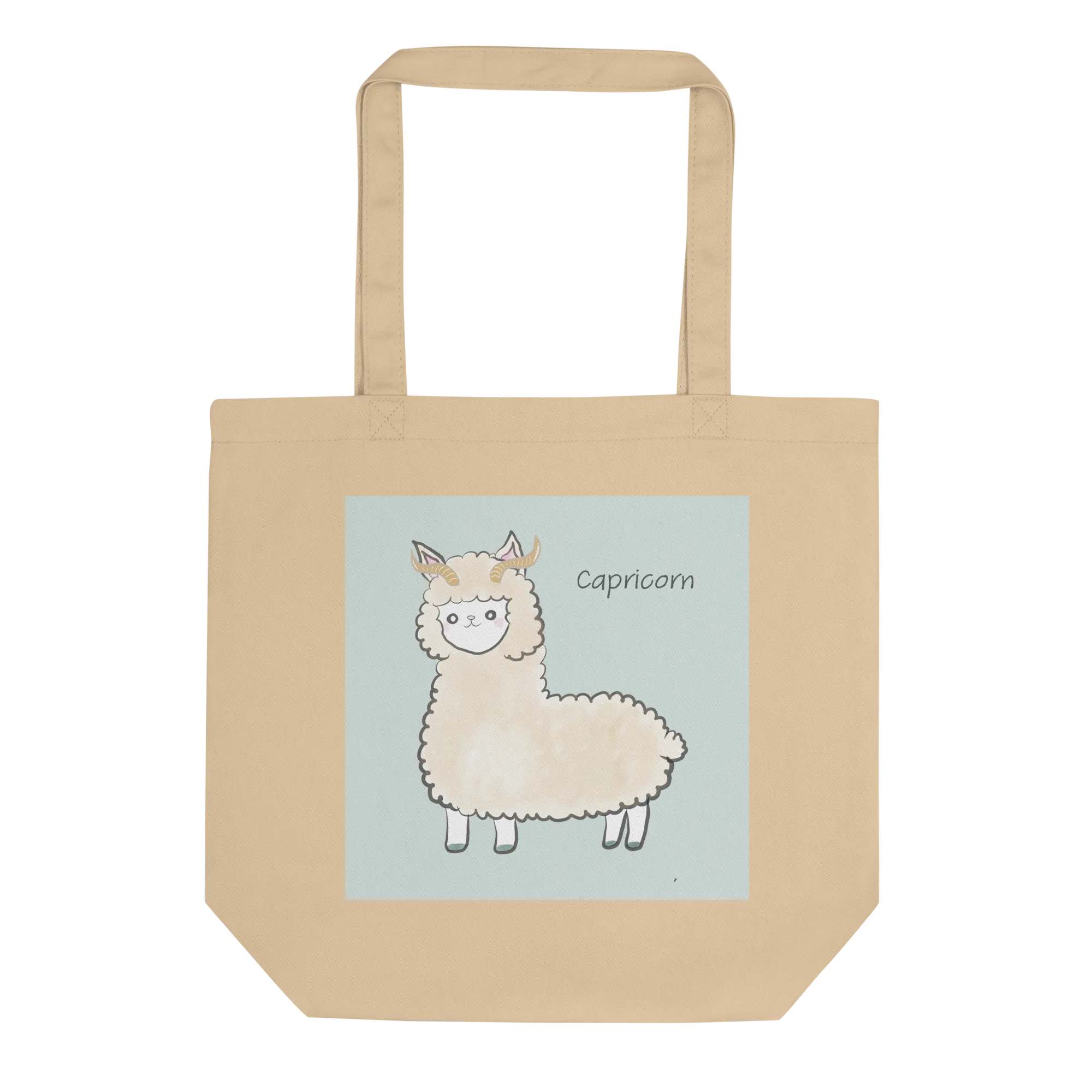 Astrology Tote Bag with Cute Alpaca Zodiac Sign Capricorn Organic Cotton Birthday Gift