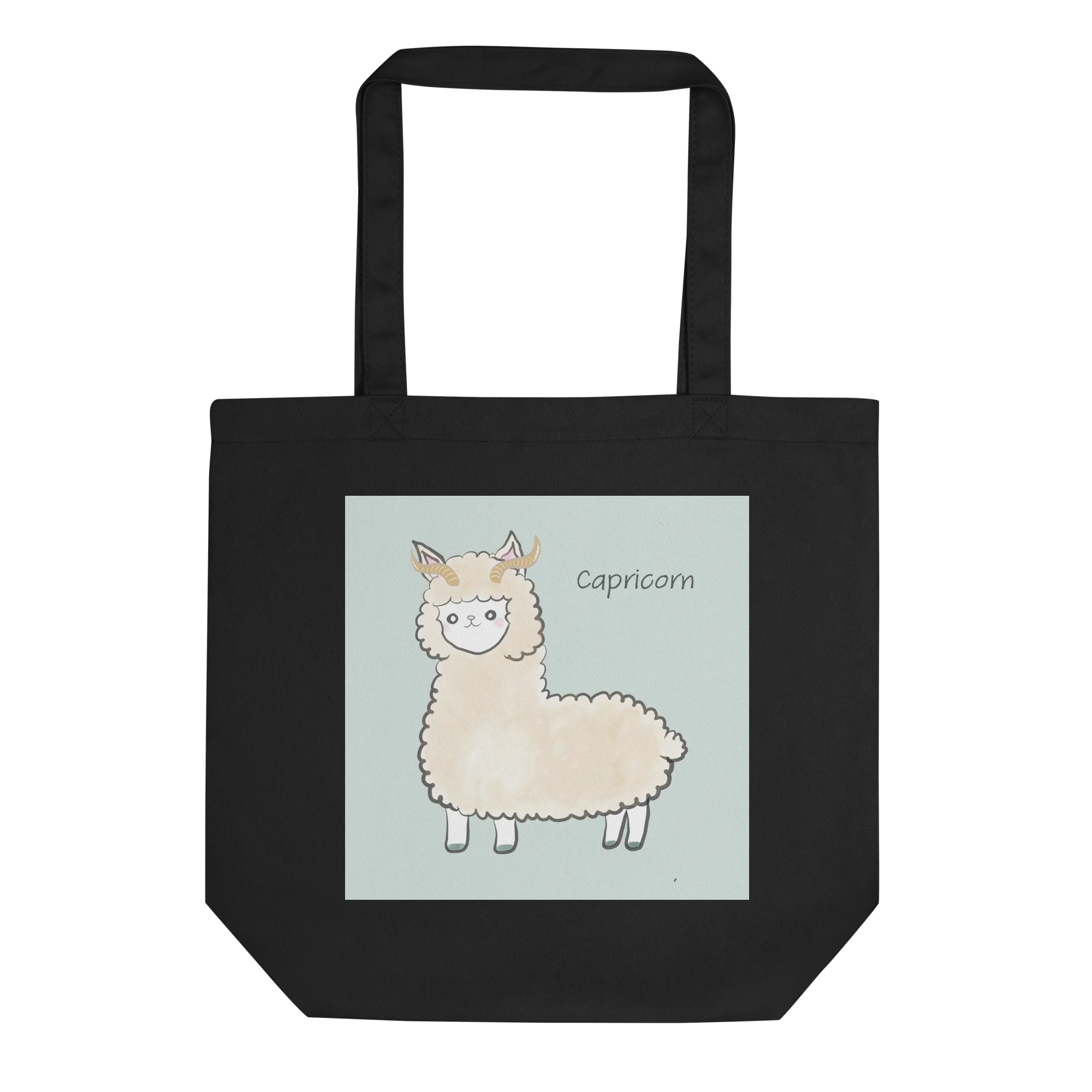 Astrology Tote Bag with Cute Alpaca Zodiac Sign Capricorn Organic Cotton Birthday Gift