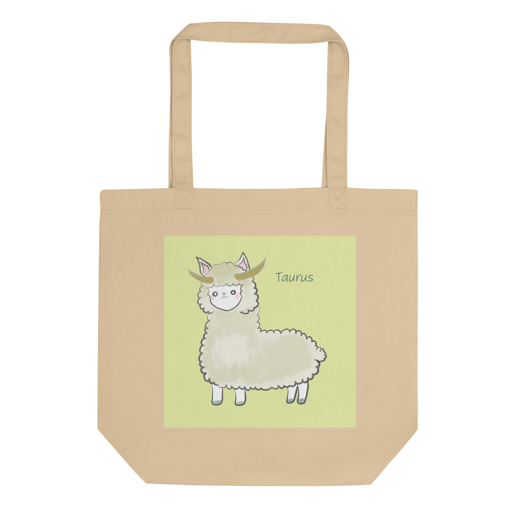 Astrology Tote Bag with Cute Alpaca Zodiac Sign Taurus Organic Cotton Birthday Gift