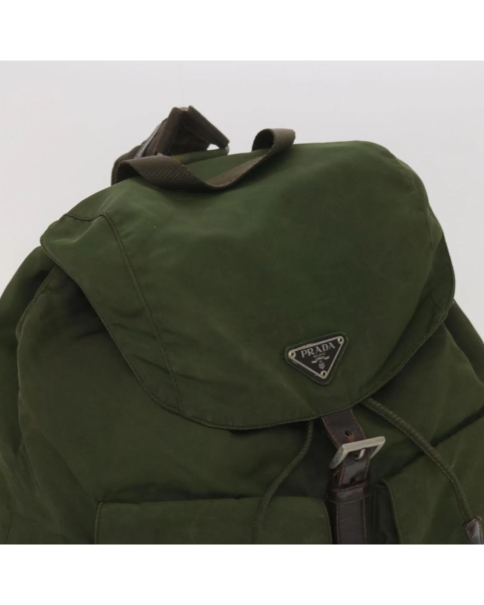 Authentic Khaki Nylon Backpack by Prada