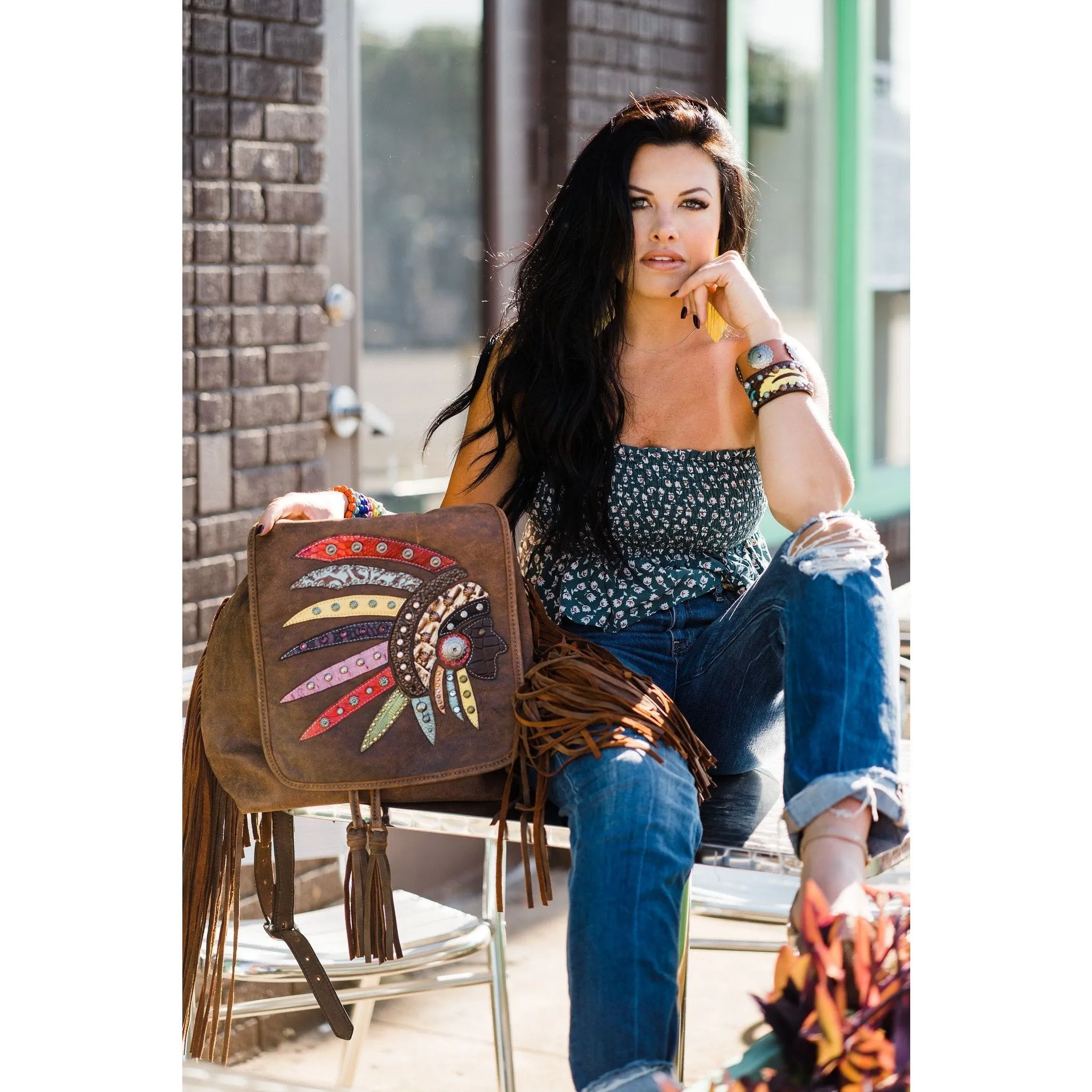 BBP07 - Indian Chief Design Big Backpack/Crossbody