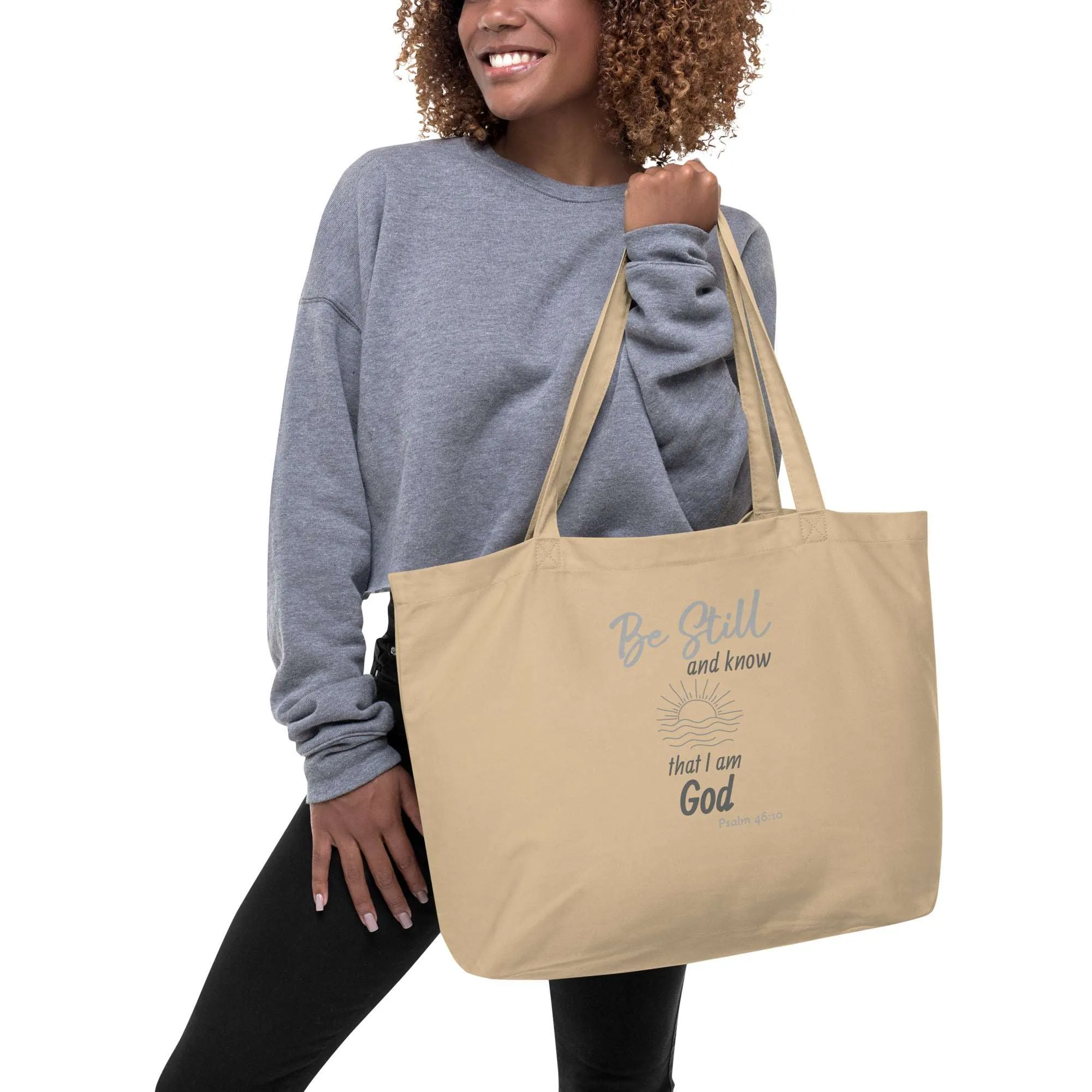 Be Still Large Organic Christian Tote