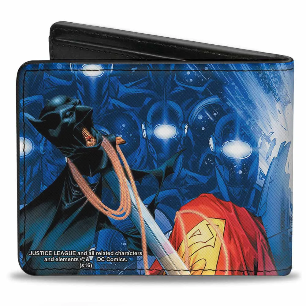 Bi-Fold Wallet - Justice League Infinite Crisis Issue #1 Trinity Group Cover Pose   Capes Sword Blues