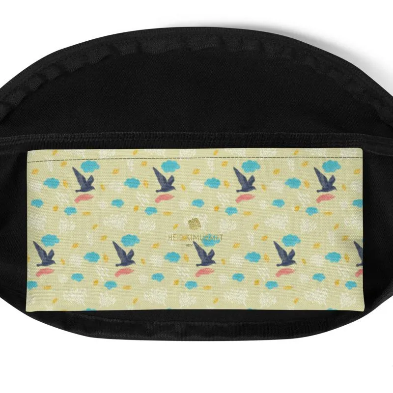 Birds Print Fanny Pack, Mini Over The Shoulder Water Repellent Best  Bag- Made in USA/EU