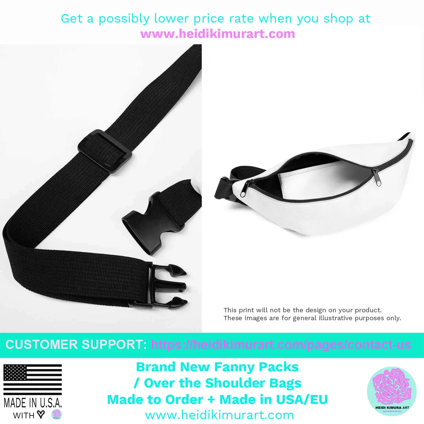 Birds Print Fanny Pack, Mini Over The Shoulder Water Repellent Best  Bag- Made in USA/EU