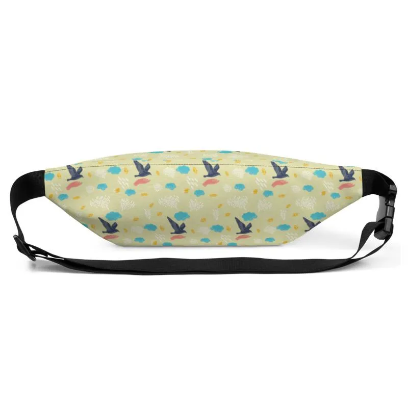 Birds Print Fanny Pack, Mini Over The Shoulder Water Repellent Best  Bag- Made in USA/EU