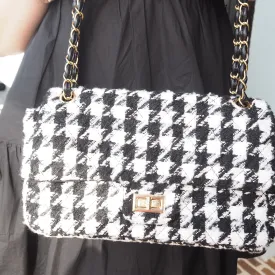 Black & White Houndstooth Handbag