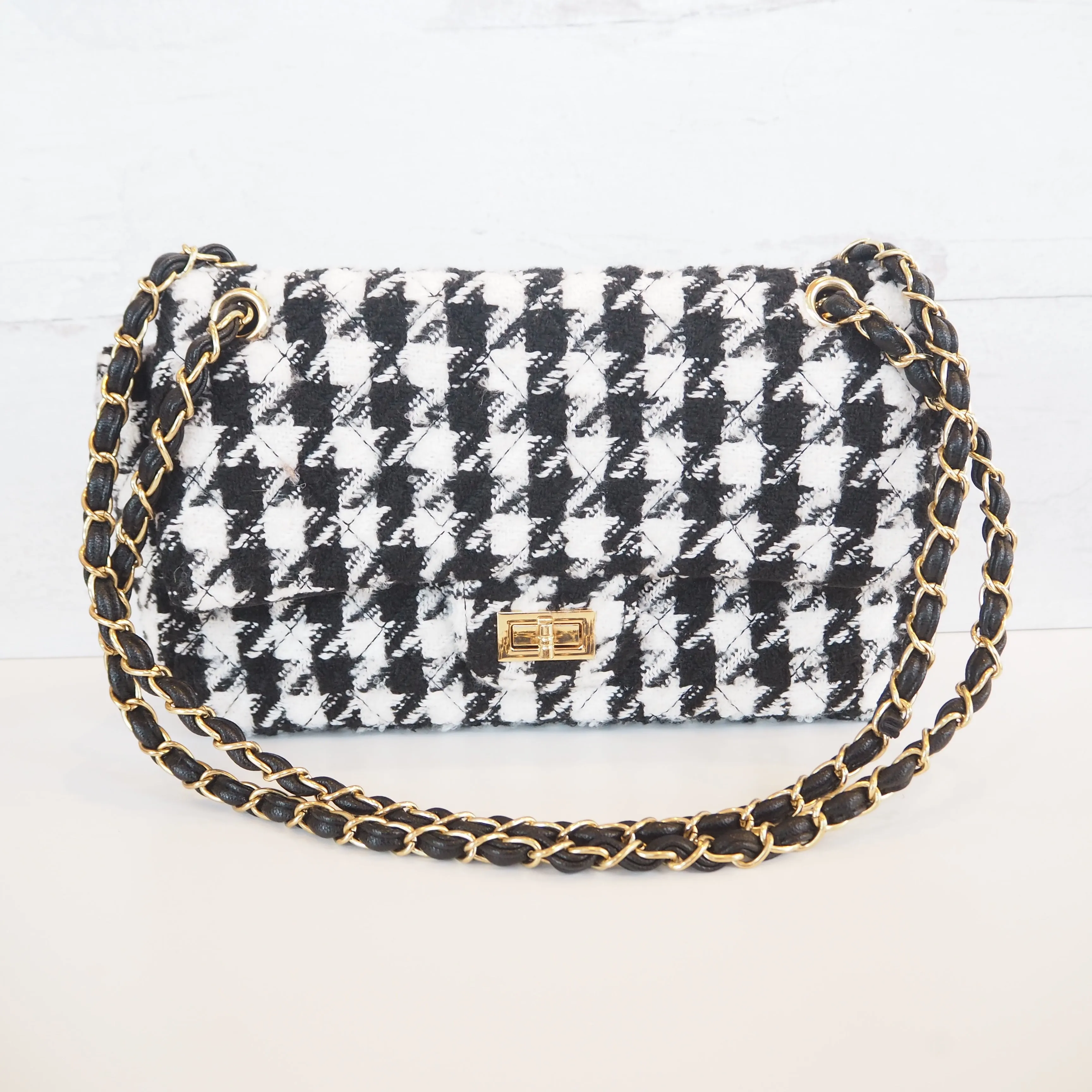 Black & White Houndstooth Handbag