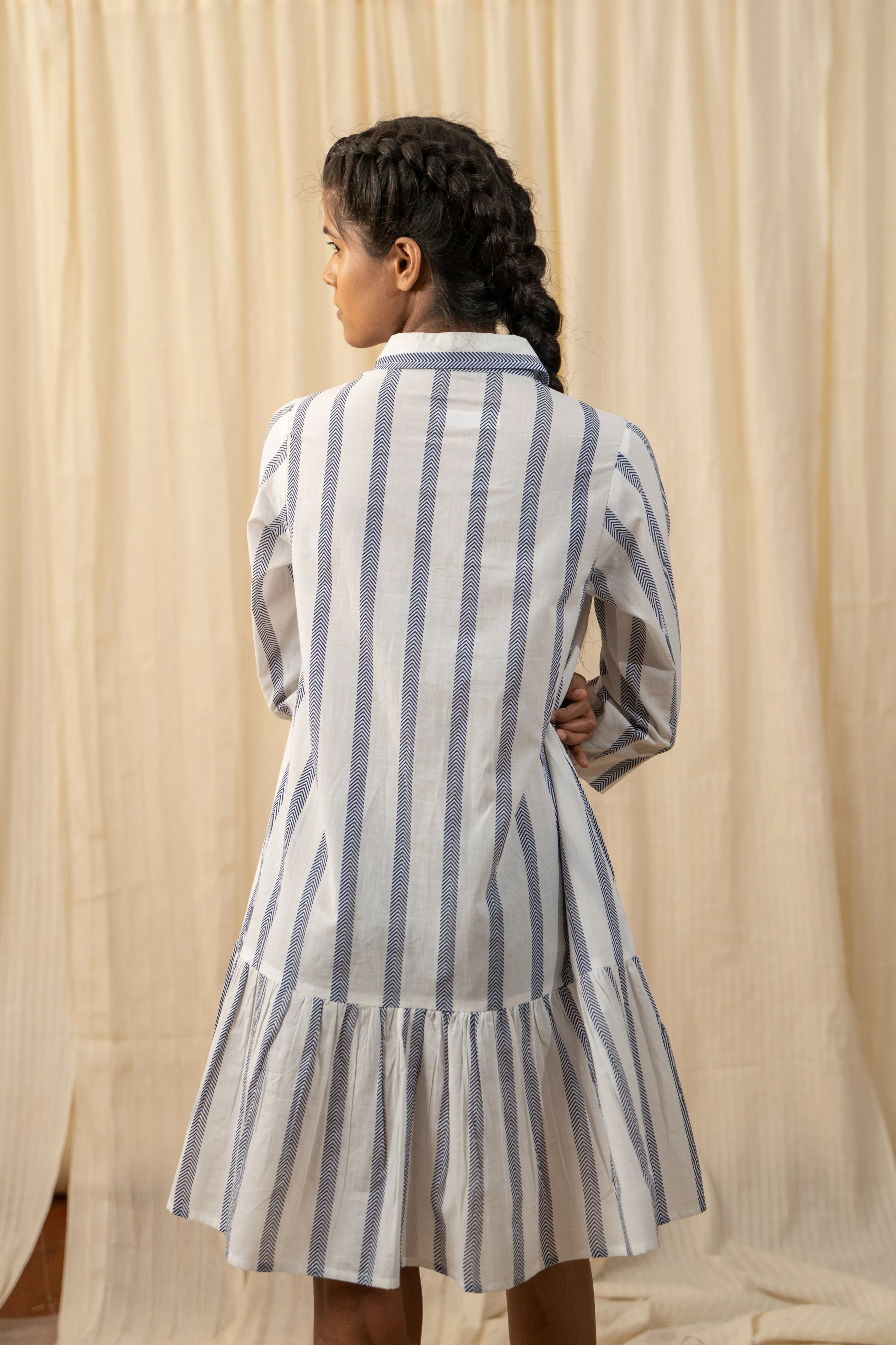 Blue And White Stripe Shirt Dress