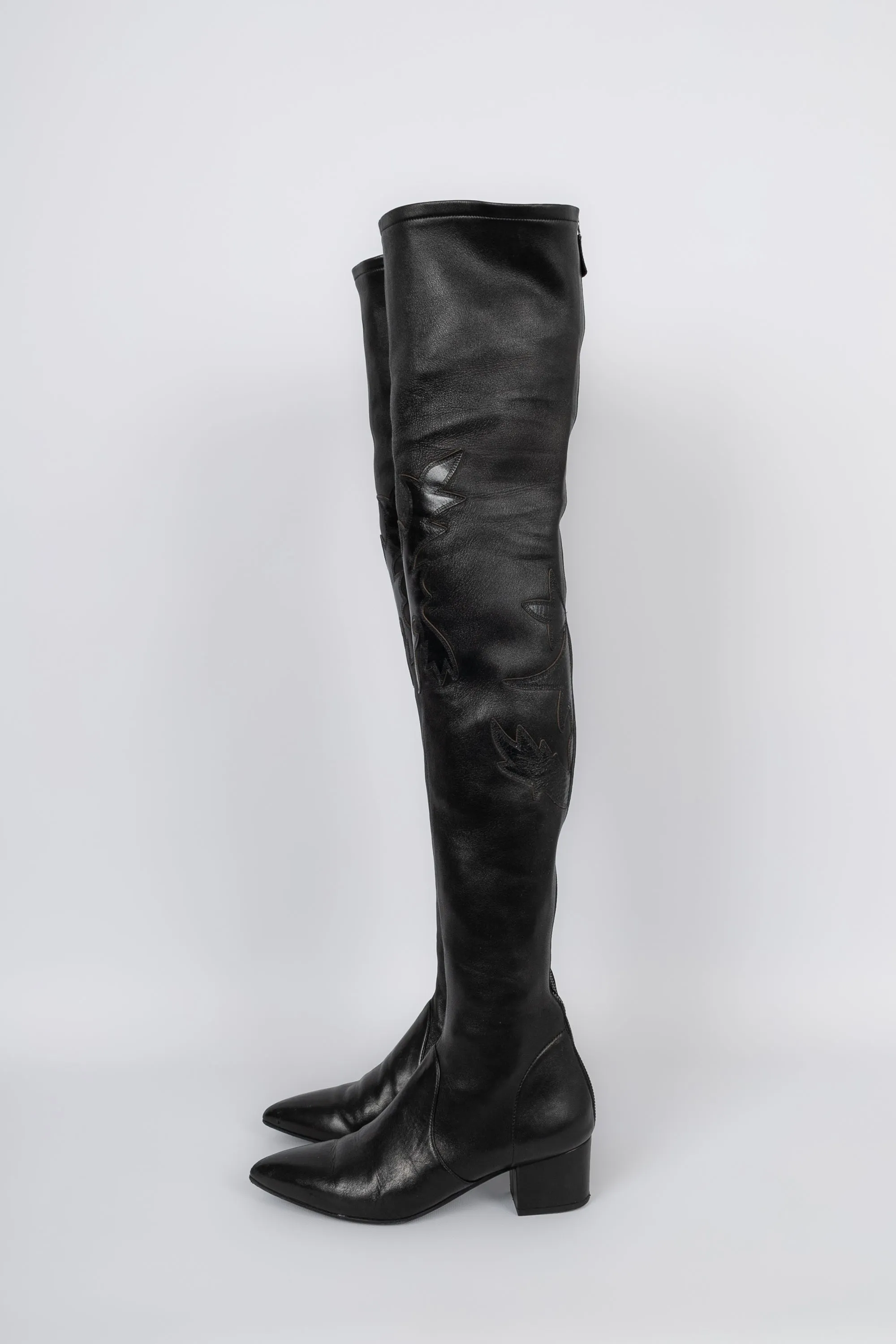 Bottes cuissardes en cuir Chanel