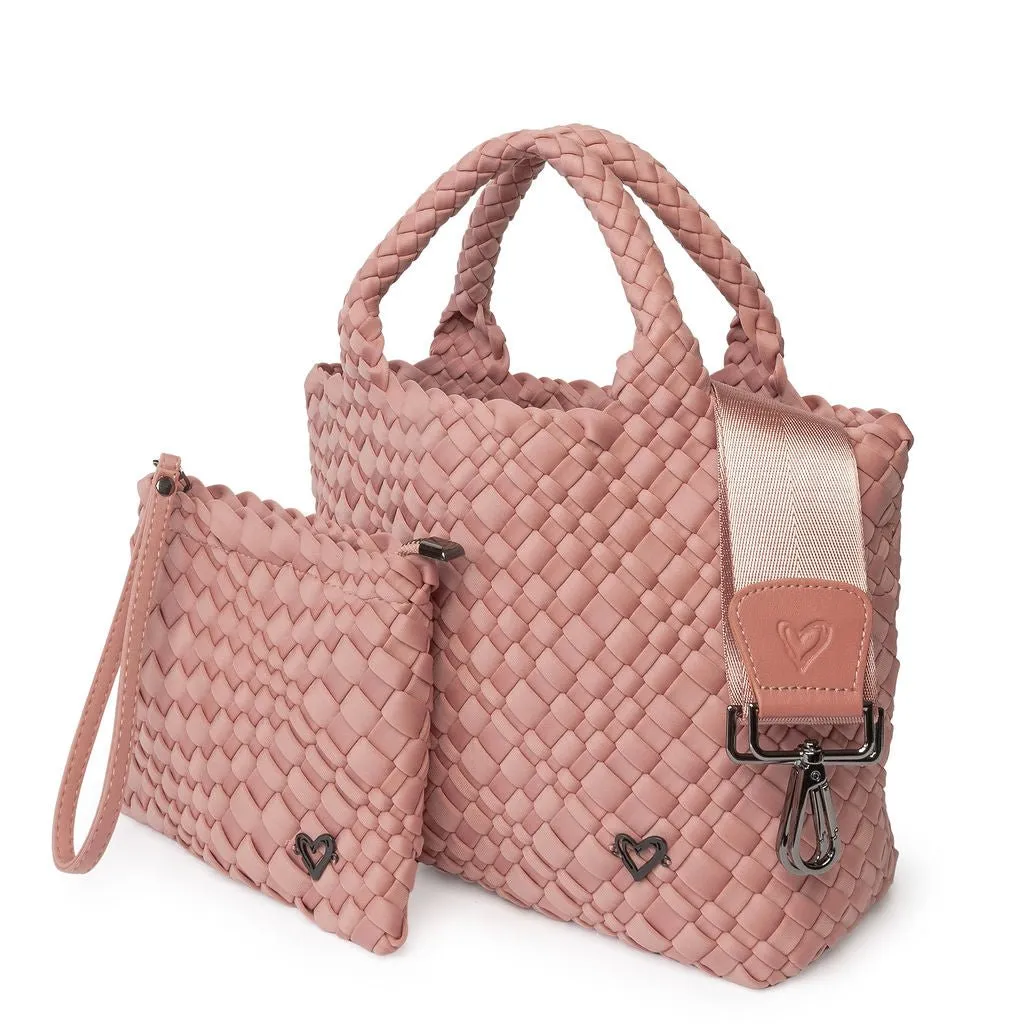 Brandon Small Woven Tote - Rose