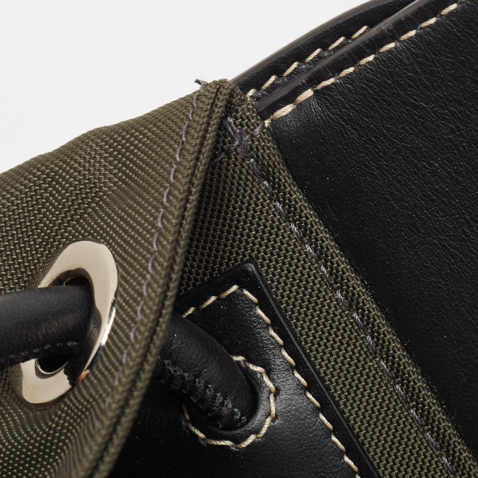 BURBERRY Black/Seaweed Nylon and Leather Pocket Backpack