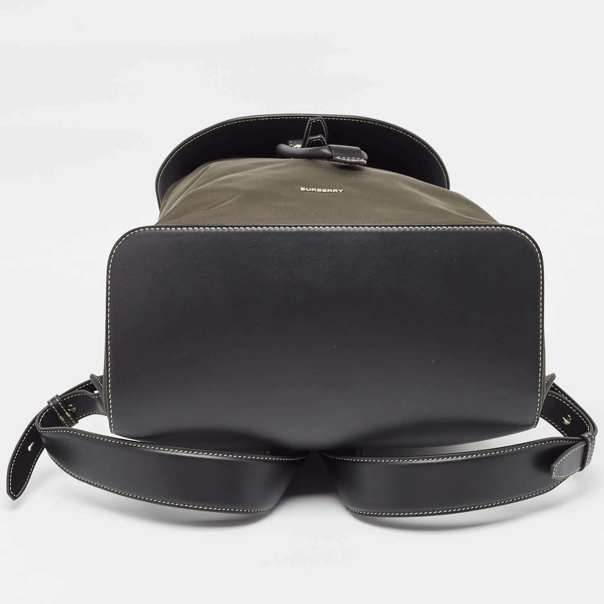 BURBERRY Black/Seaweed Nylon and Leather Pocket Backpack