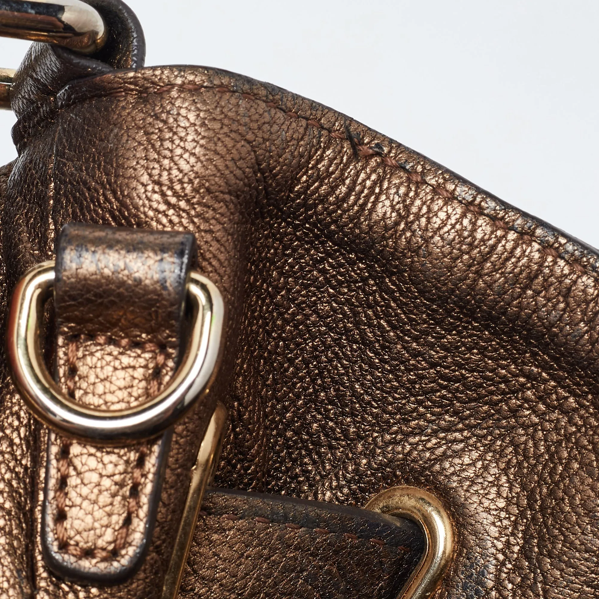 BURBERRY Bronze/Beige Haymarket Check PVC and Leather Medium Willenmore Hobo