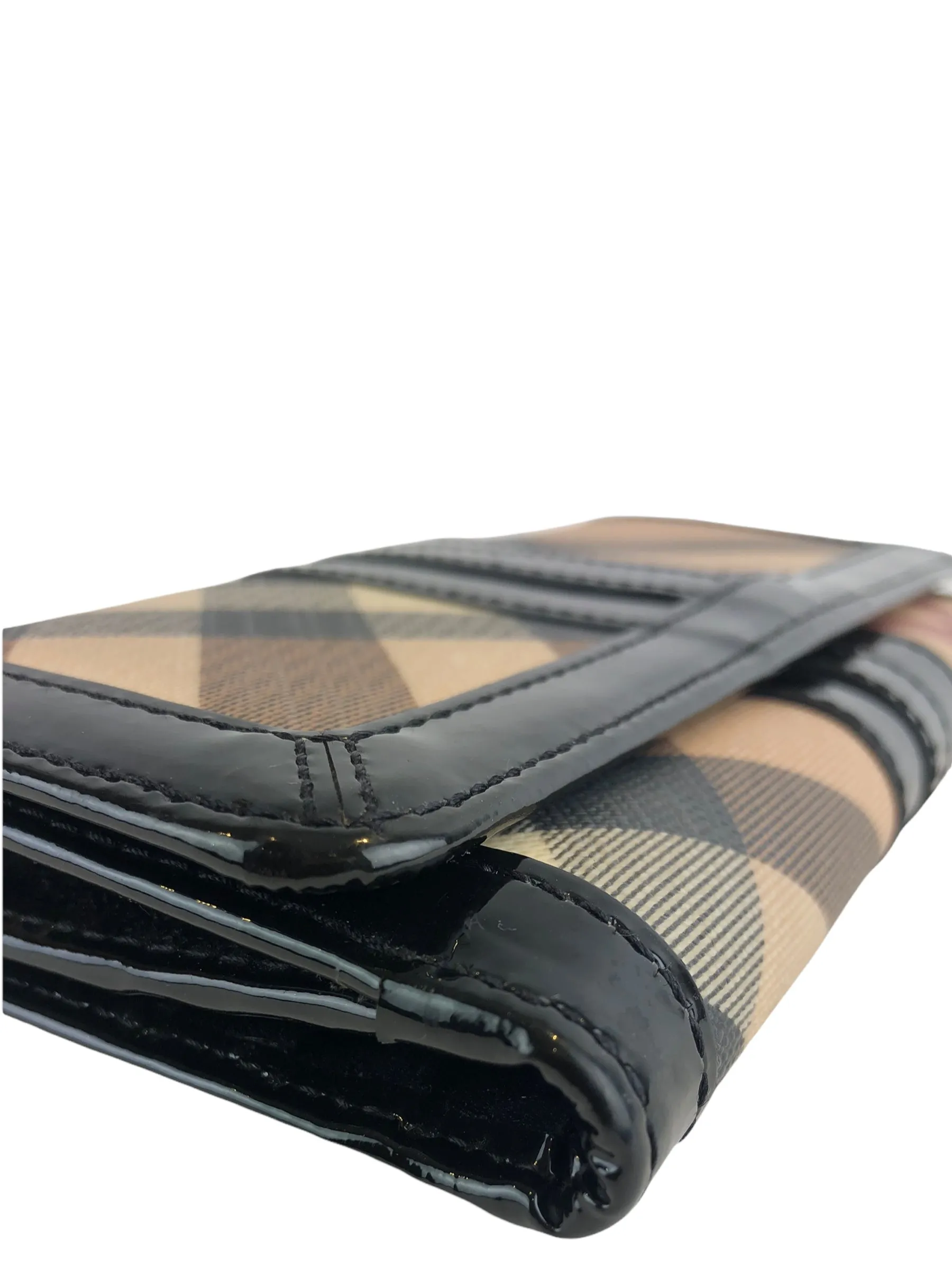 Burberry Checked Patent And Leather Wallet