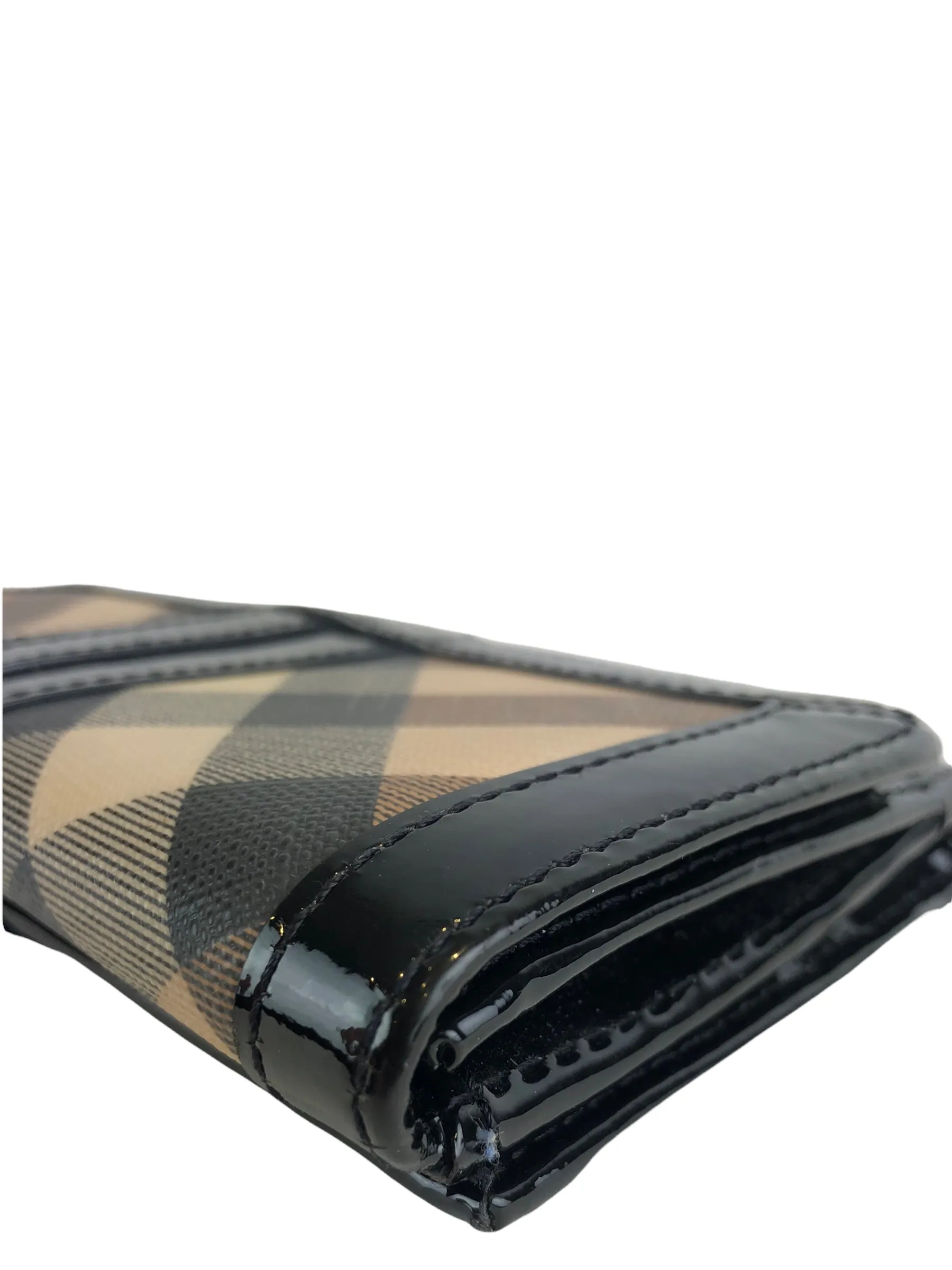 Burberry Checked Patent And Leather Wallet