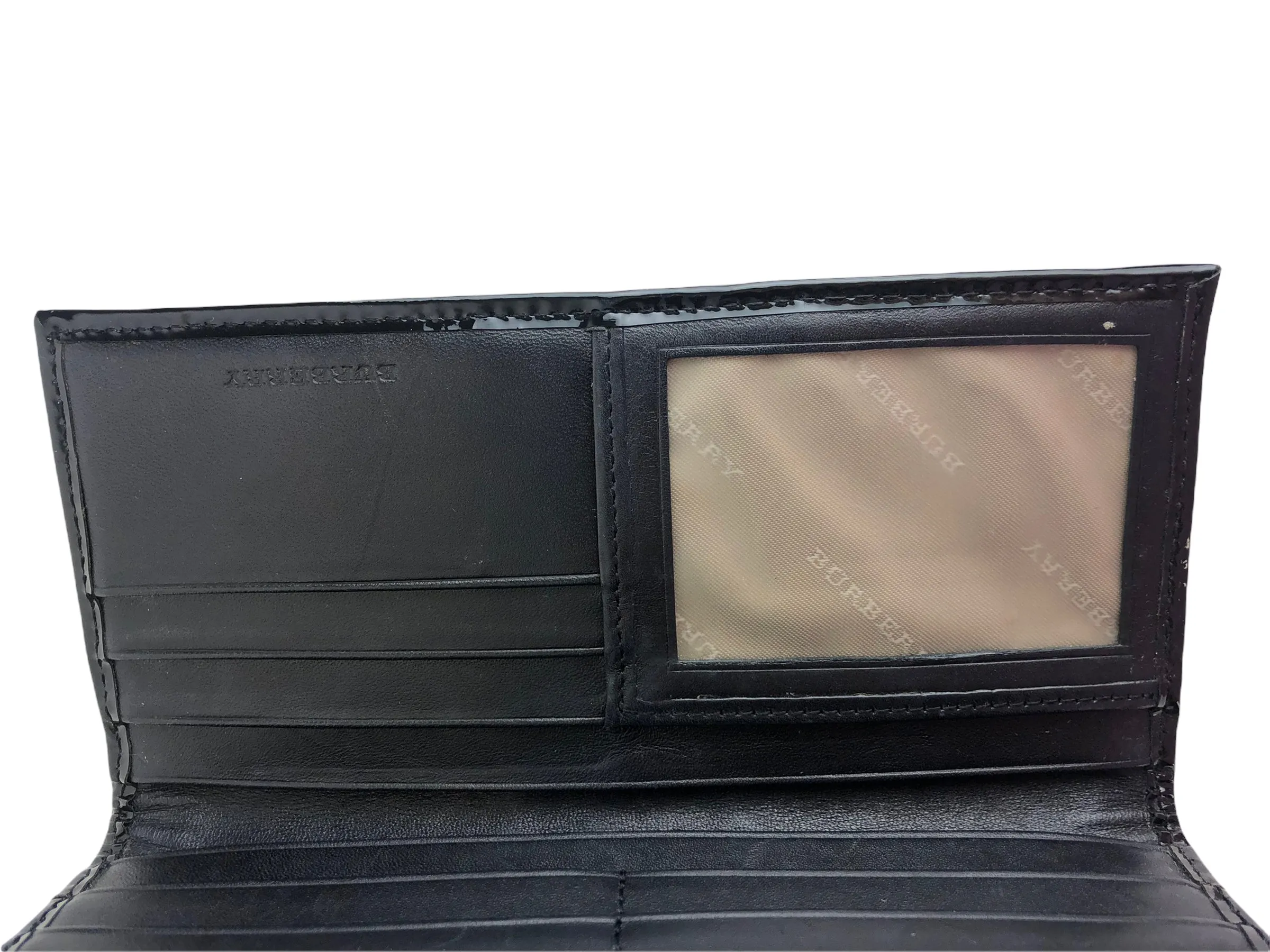 Burberry Checked Patent And Leather Wallet