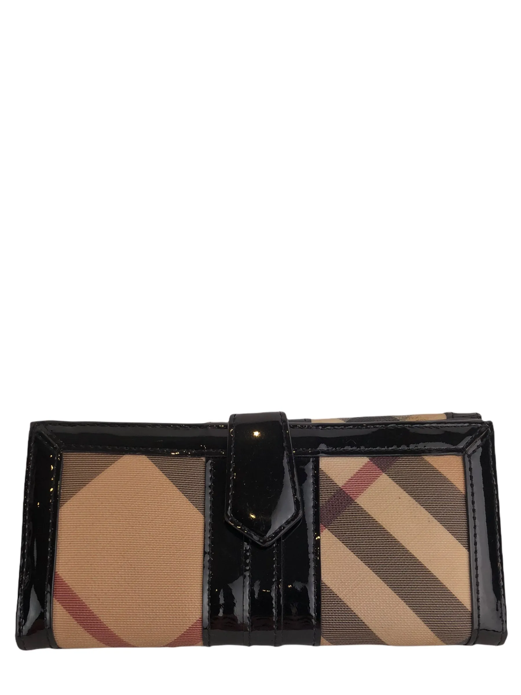 Burberry Checked Patent And Leather Wallet