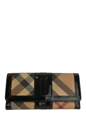 Burberry Checked Patent And Leather Wallet