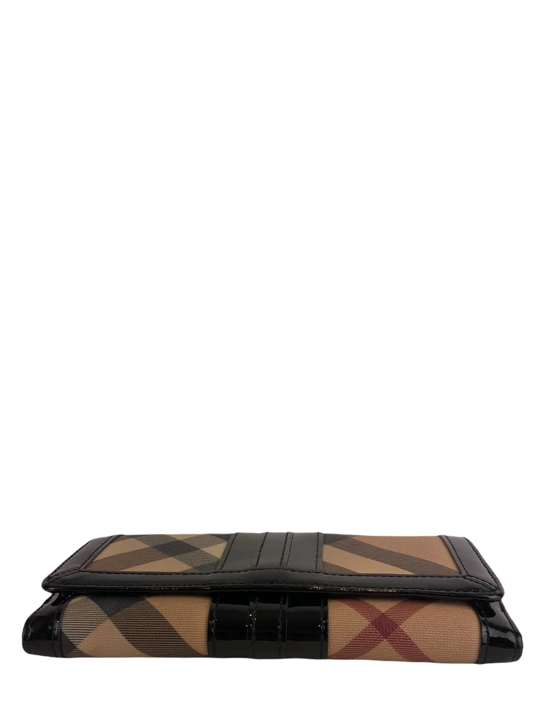 Burberry Checked Patent And Leather Wallet