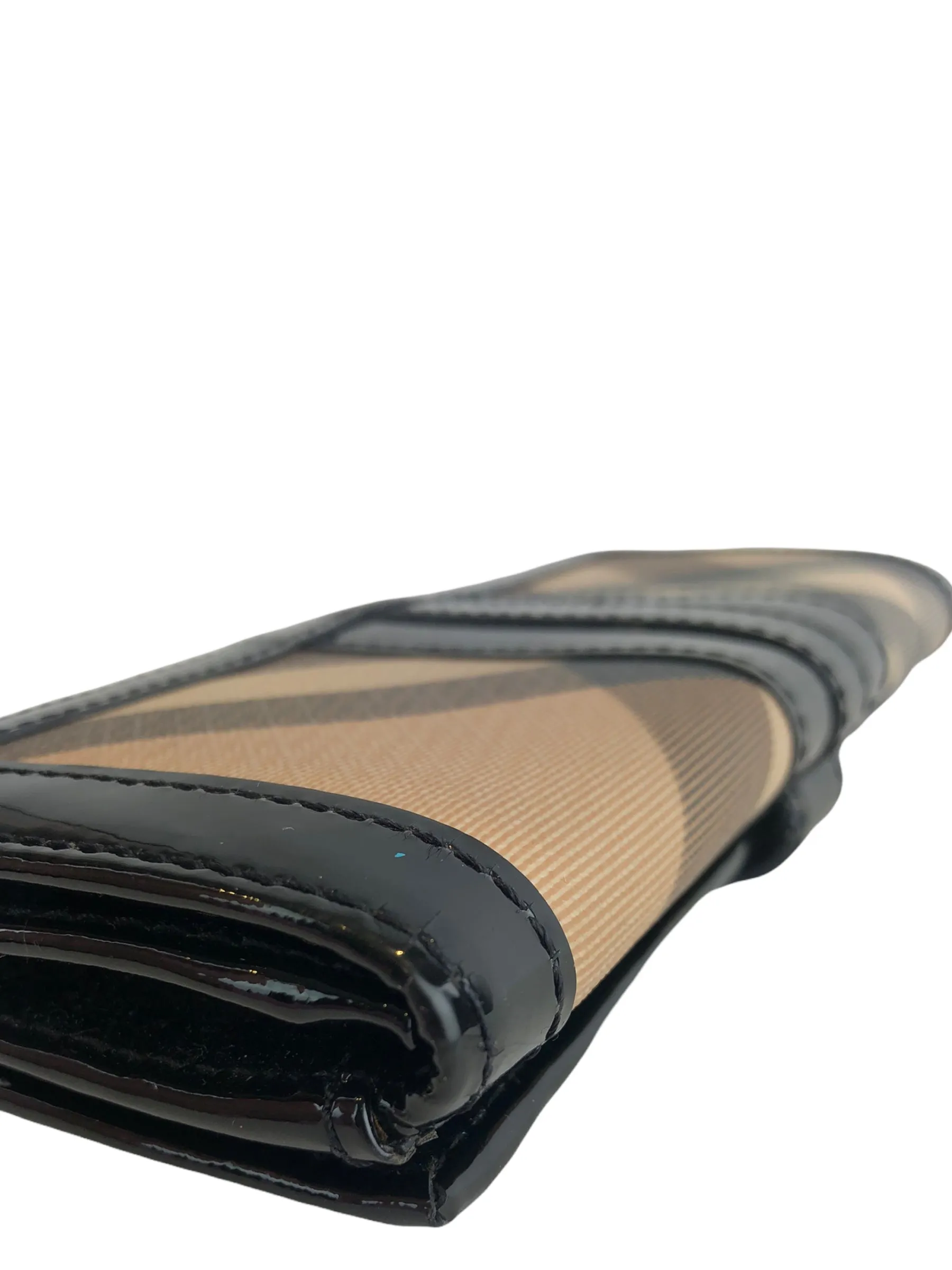 Burberry Checked Patent And Leather Wallet