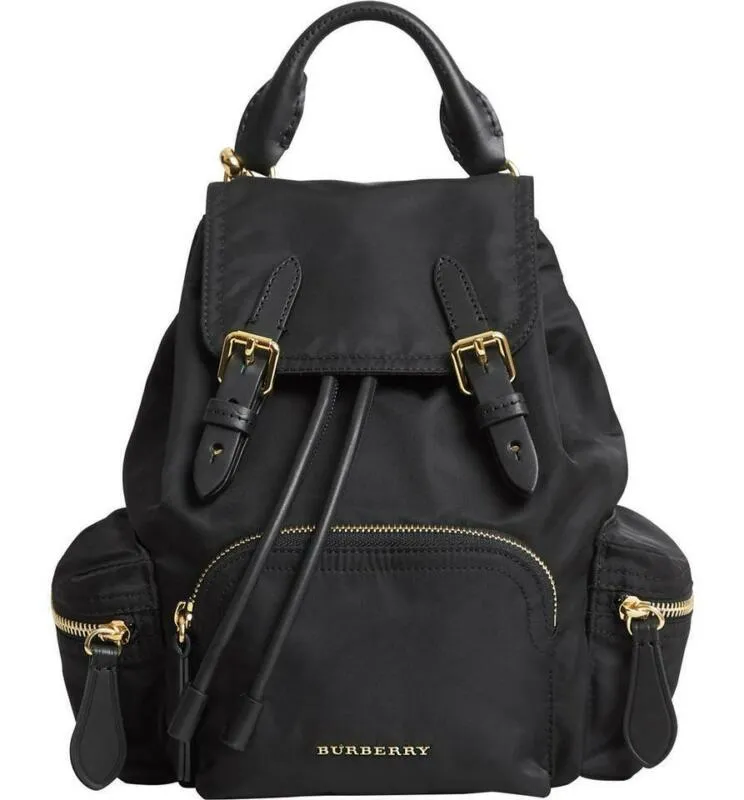 Burberry Small Rucksack Technical & Leather Black Nylon Backpack