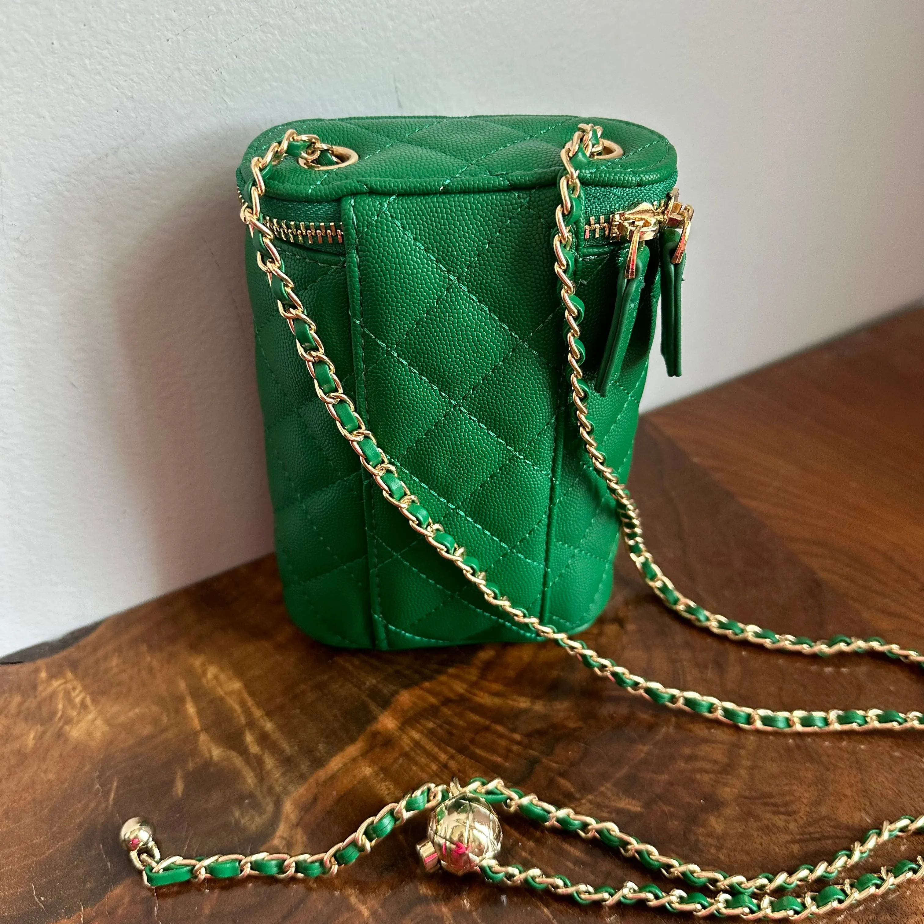 Button Bag - Quilted Phone Crossbody with Vintage LV Button
