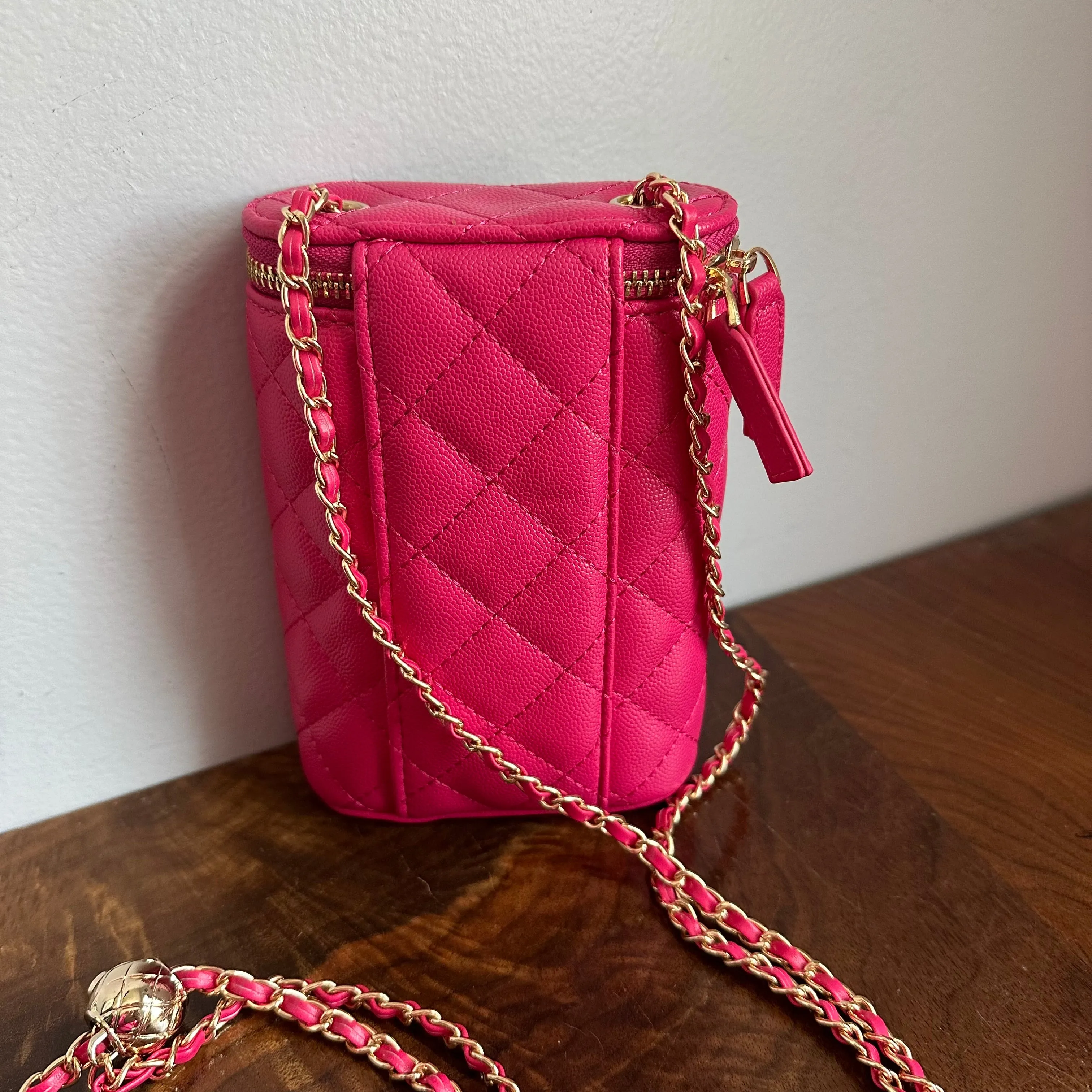 Button Bag - Quilted Phone Crossbody with Vintage LV Button