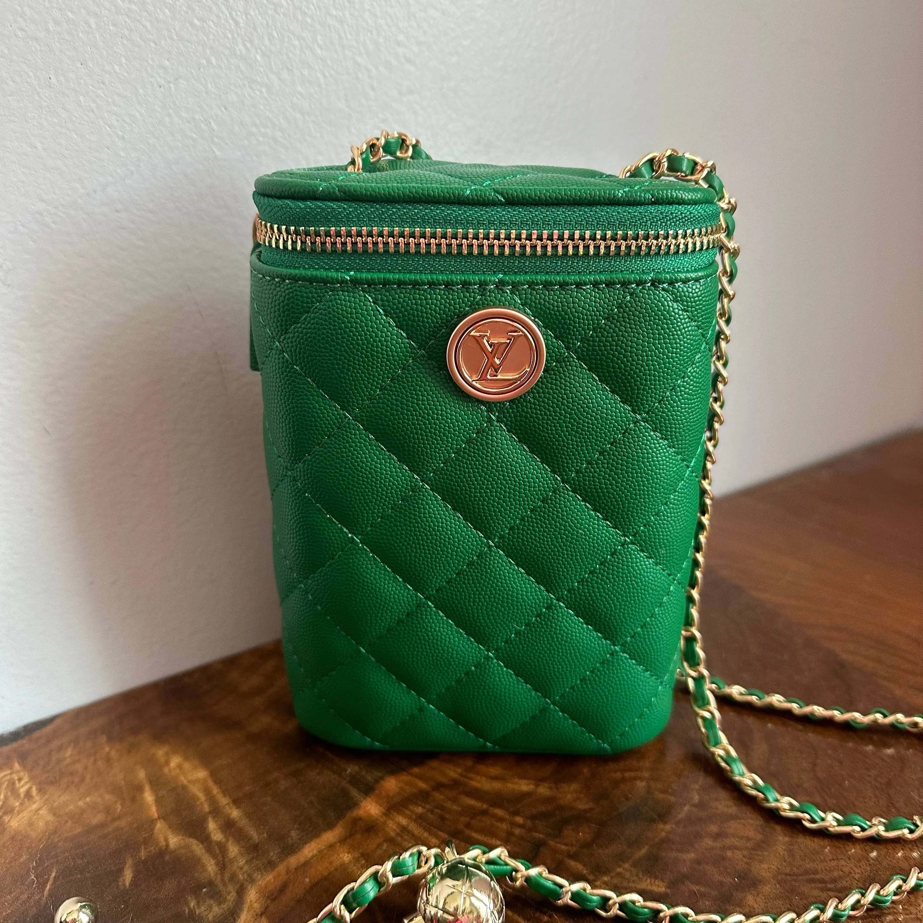 Button Bag - Quilted Phone Crossbody with Vintage LV Button
