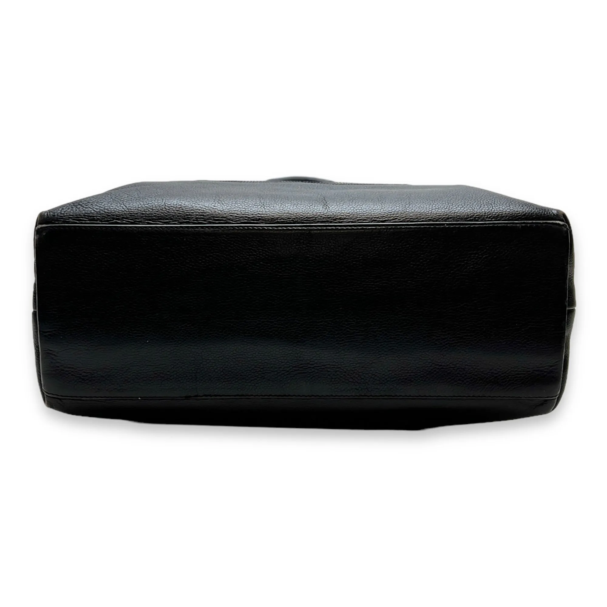 CC Black Top Handle Bag in Caviar Leather, Gold hardware