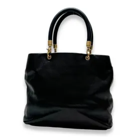 CC Black Top Handle Bag in Caviar Leather, Gold hardware