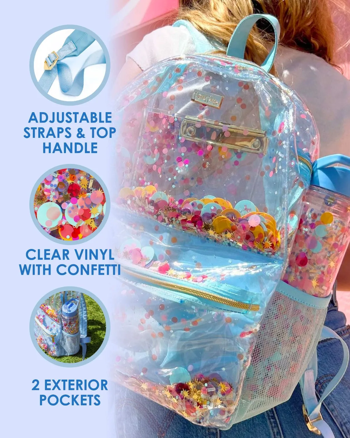Celebrate Every Day Confetti Clear Backpack