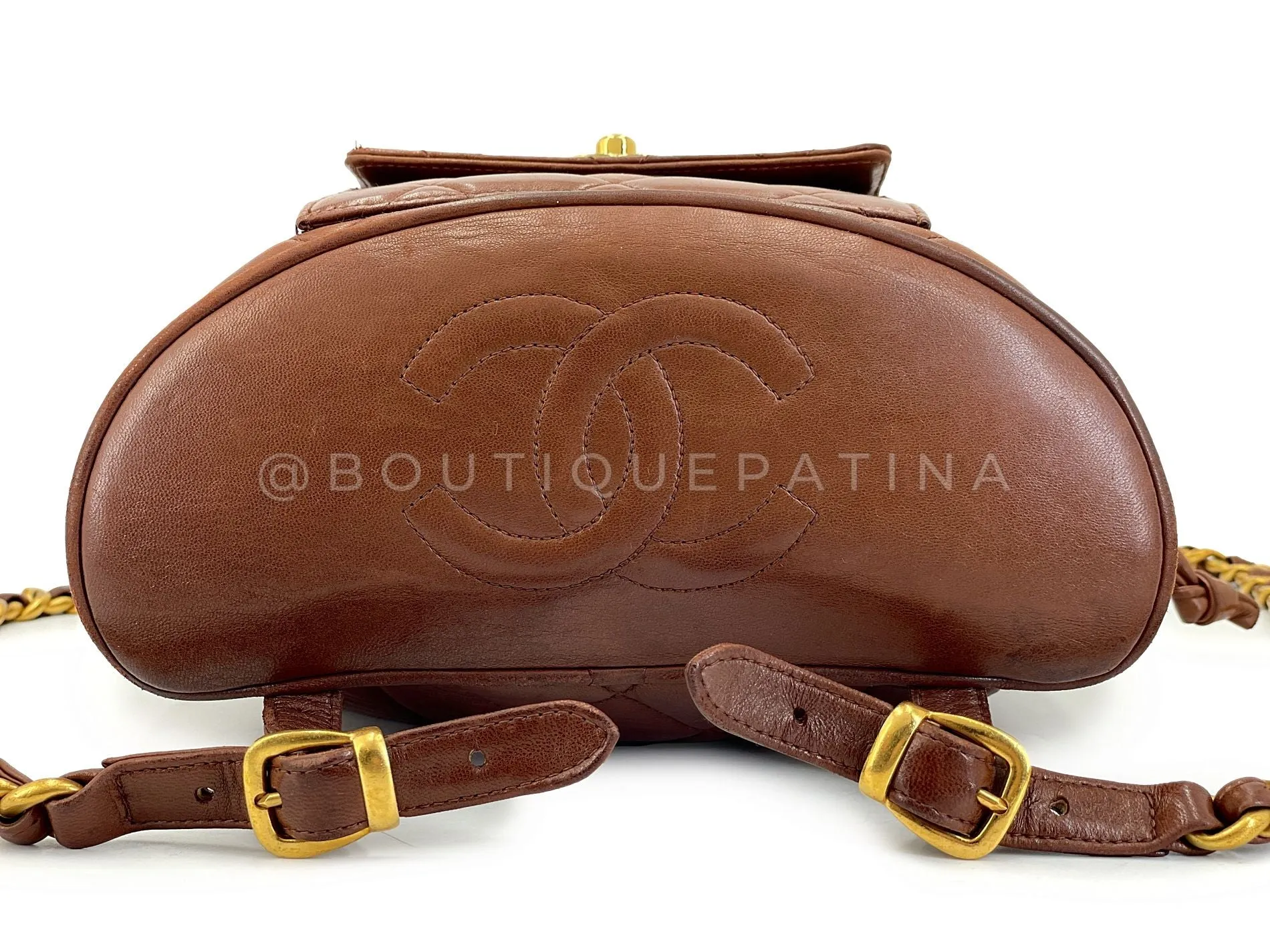 Chanel 1994 Vintage Chestnut Brown Duma Backpack Bag 24k GHW Lambskin 618
