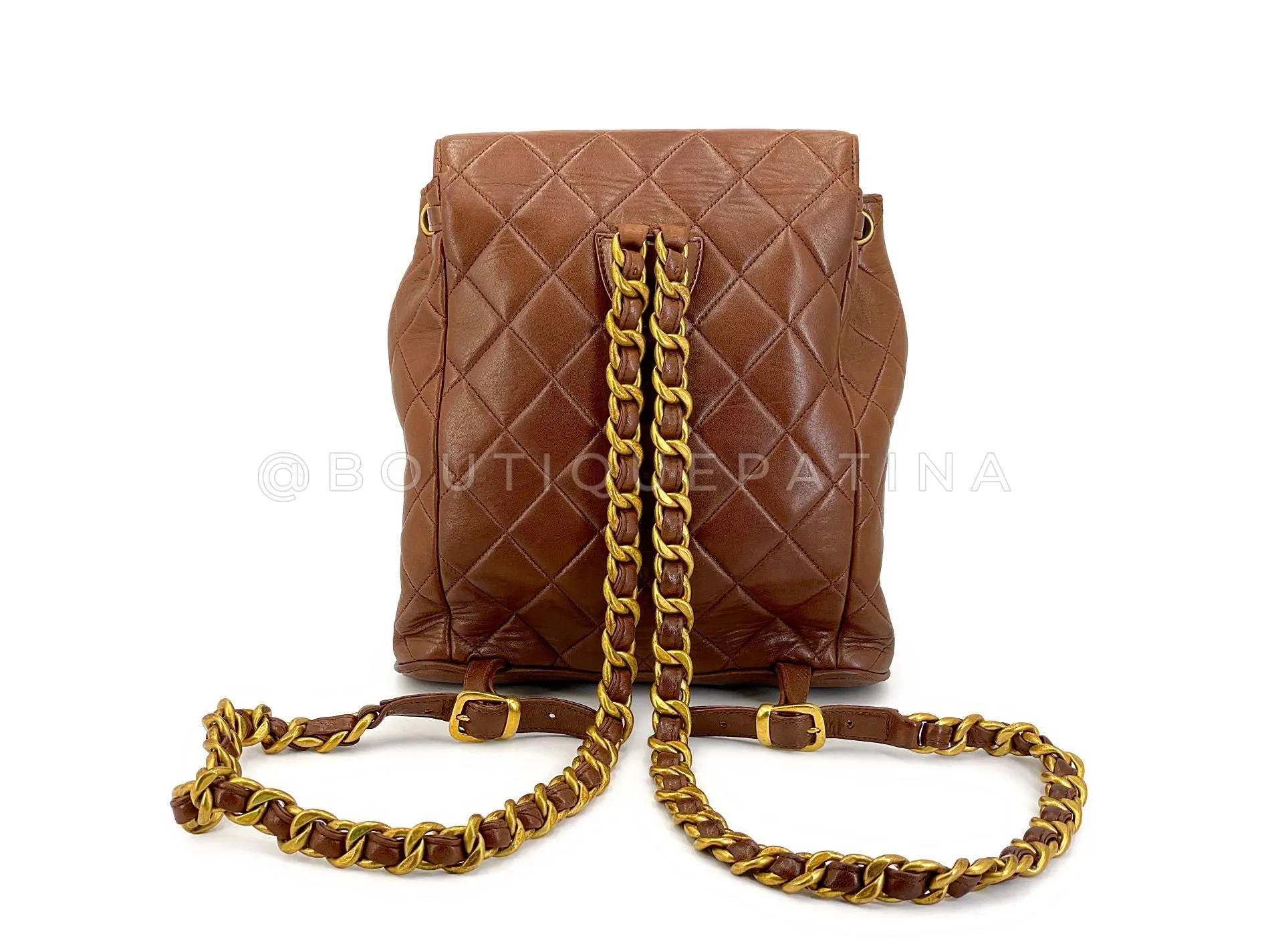 Chanel 1994 Vintage Chestnut Brown Duma Backpack Bag 24k GHW Lambskin 618