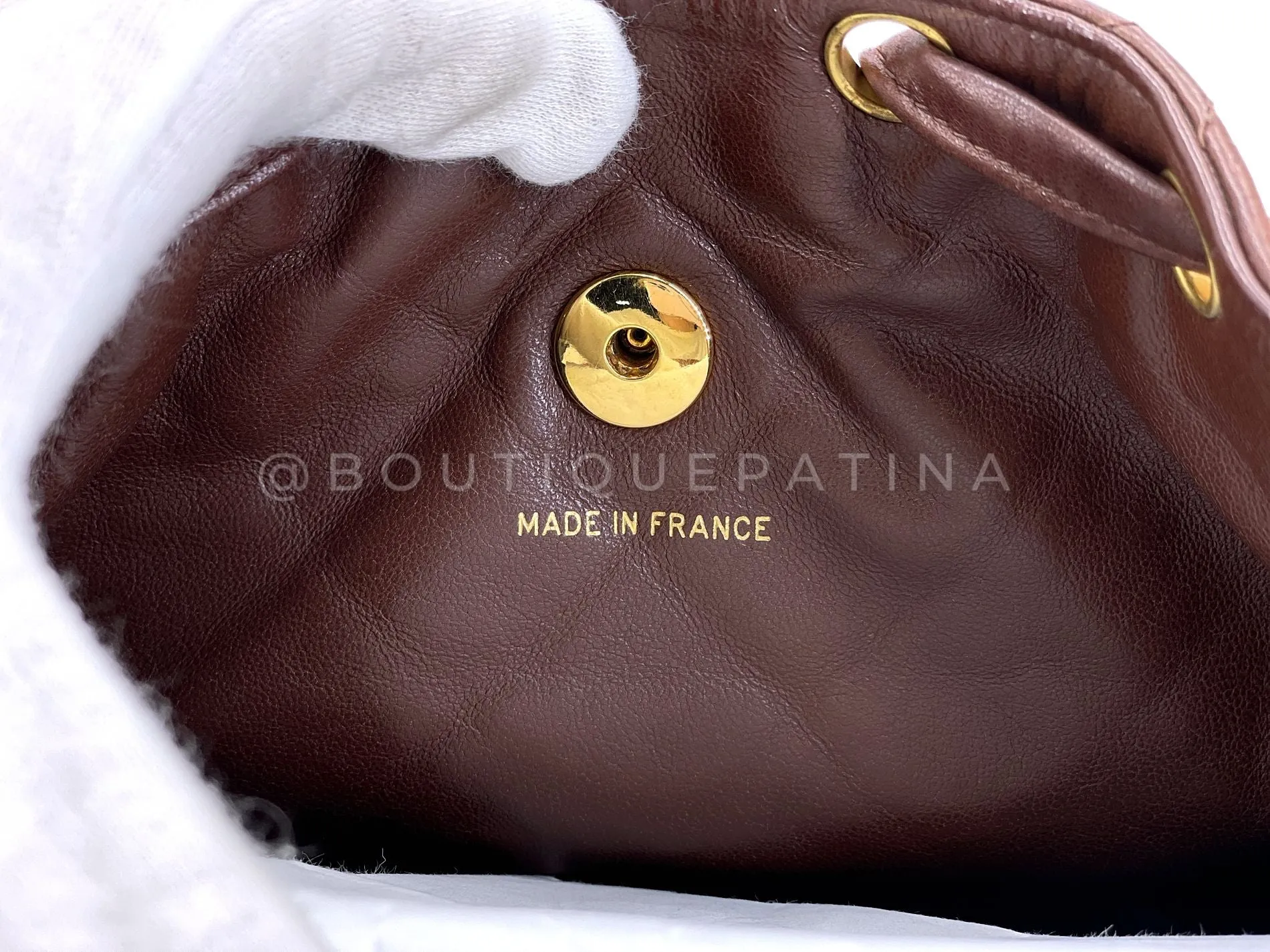 Chanel 1994 Vintage Chestnut Brown Duma Backpack Bag 24k GHW Lambskin 618