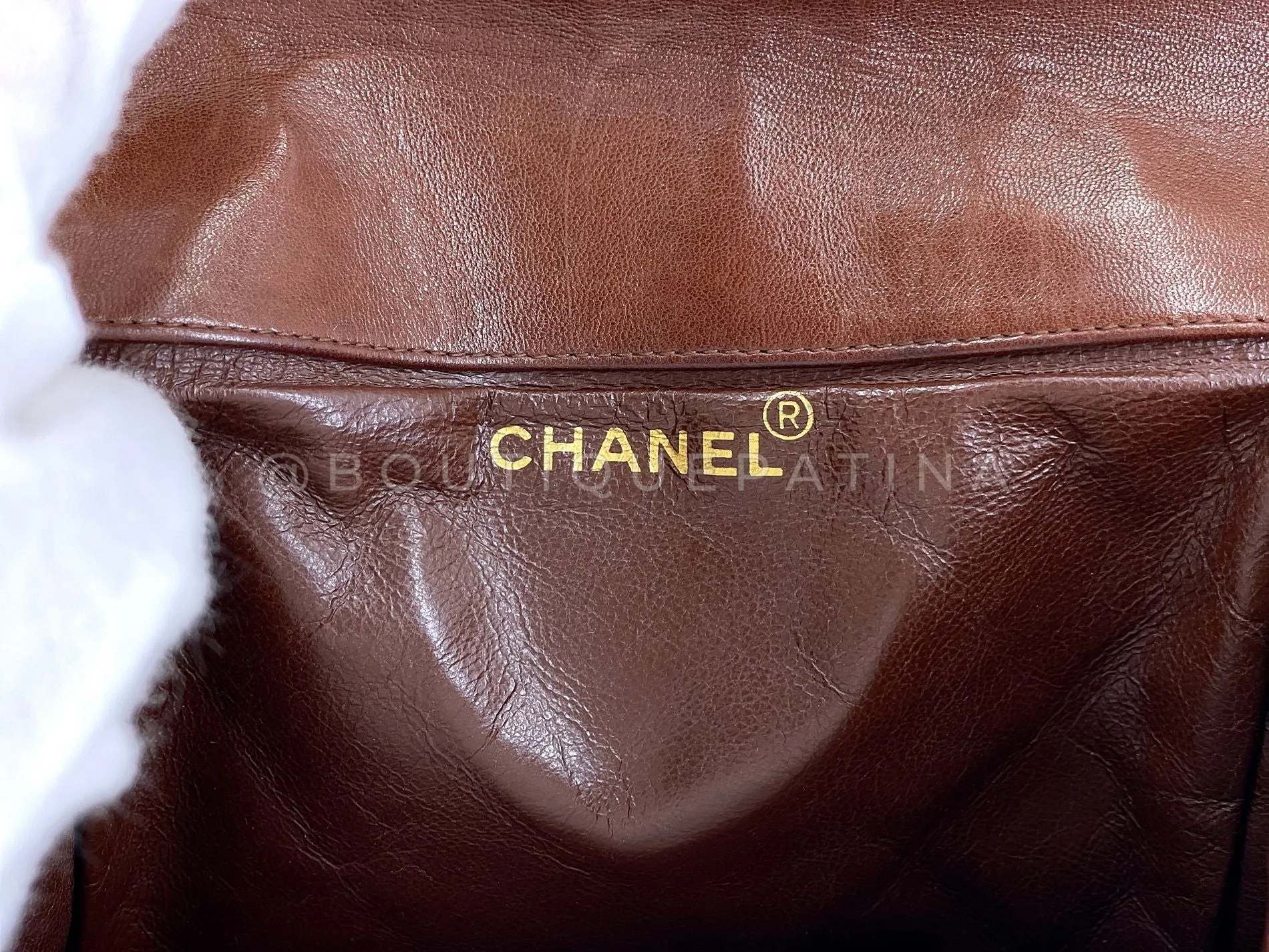 Chanel 1994 Vintage Chestnut Brown Duma Backpack Bag 24k GHW Lambskin 618