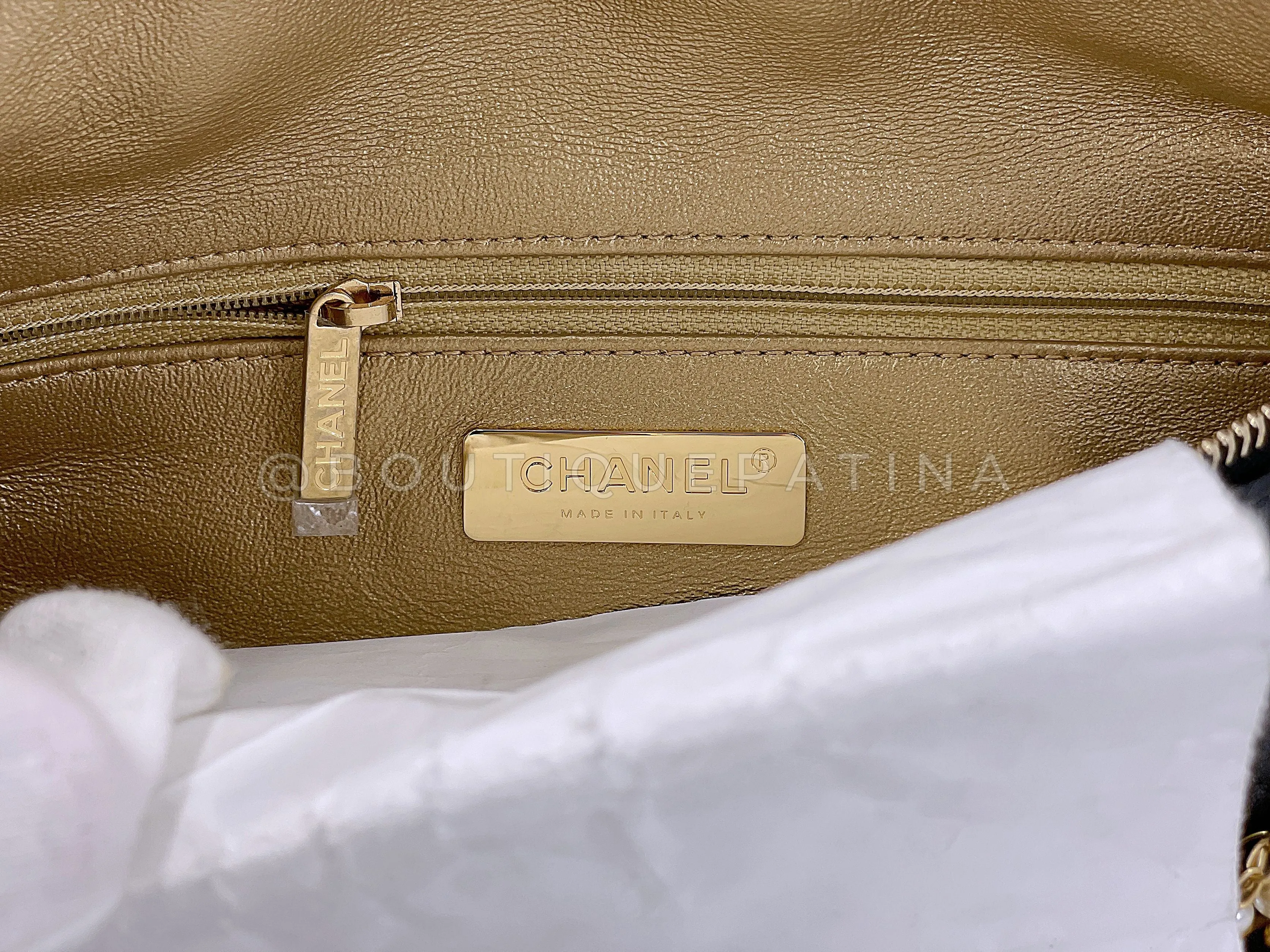 Chanel 19A Black All About Chains Pearl Fanny Pack Bag GHW