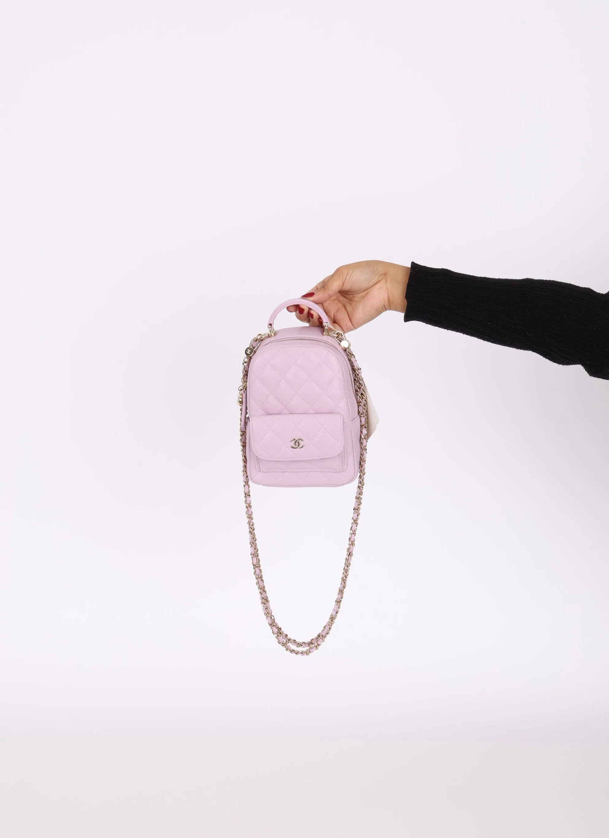 Chanel 24S Caviar Classic Lilac Mini Backpack