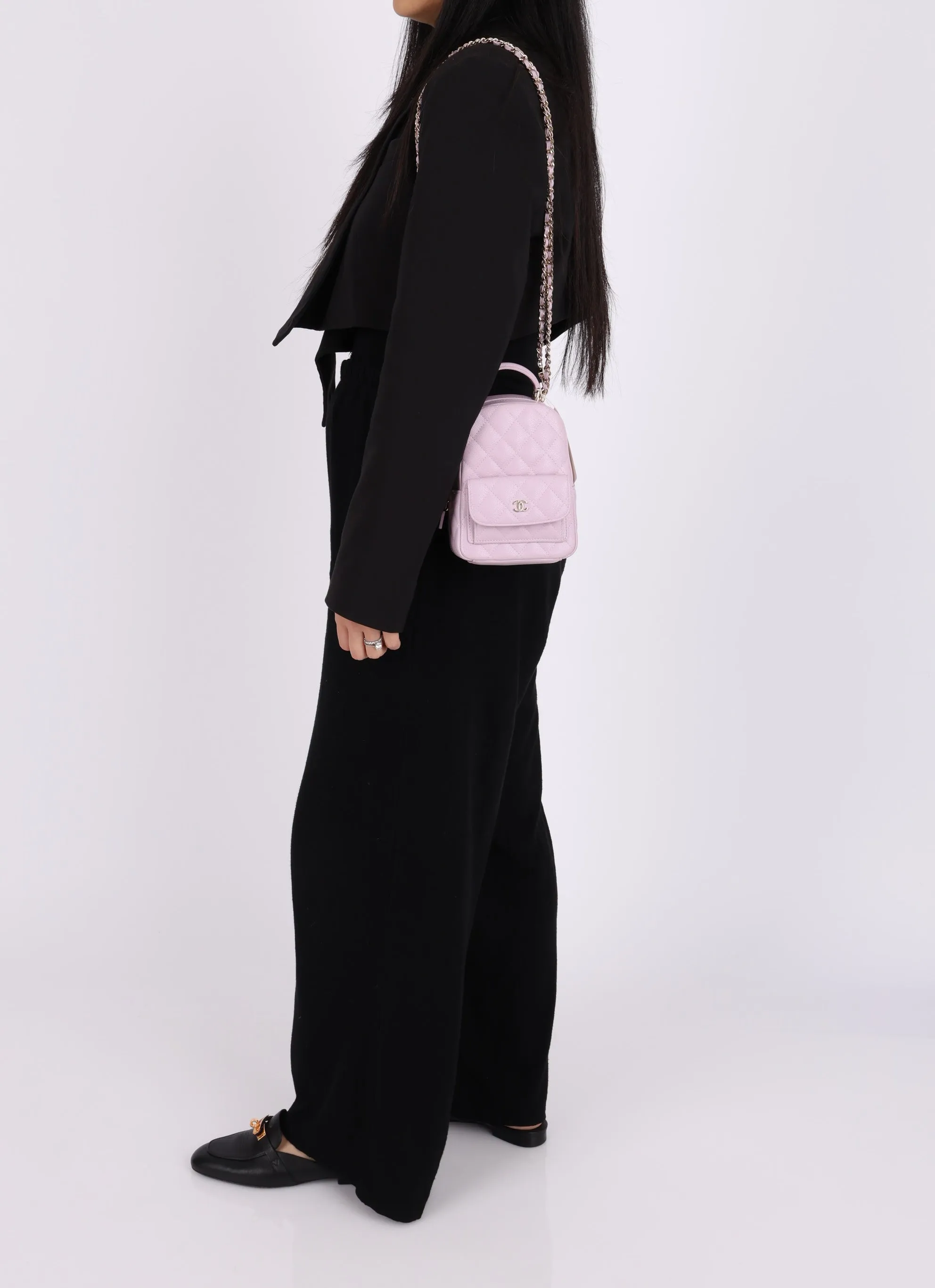 Chanel 24S Caviar Classic Lilac Mini Backpack